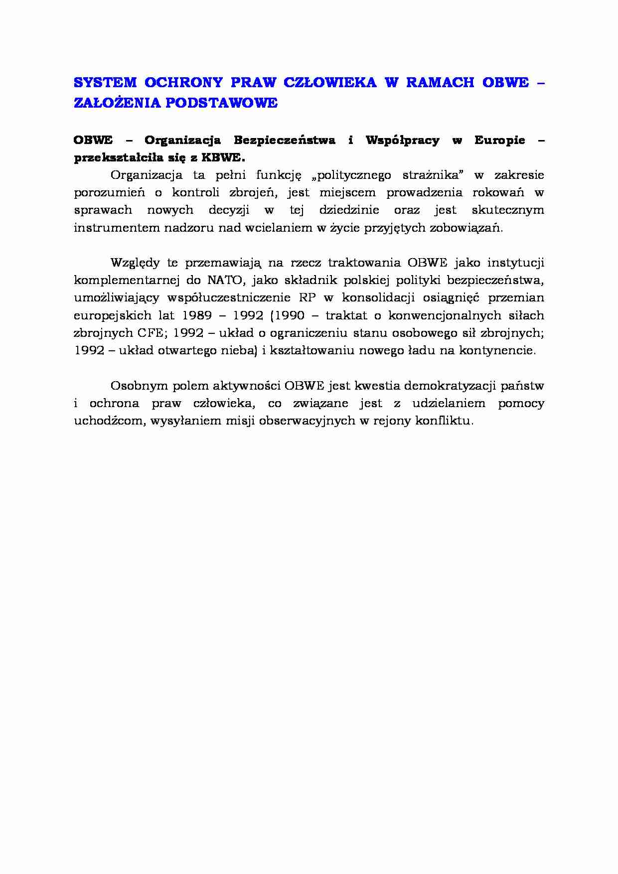OBWE - system ochrony praw człowieka - strona 1