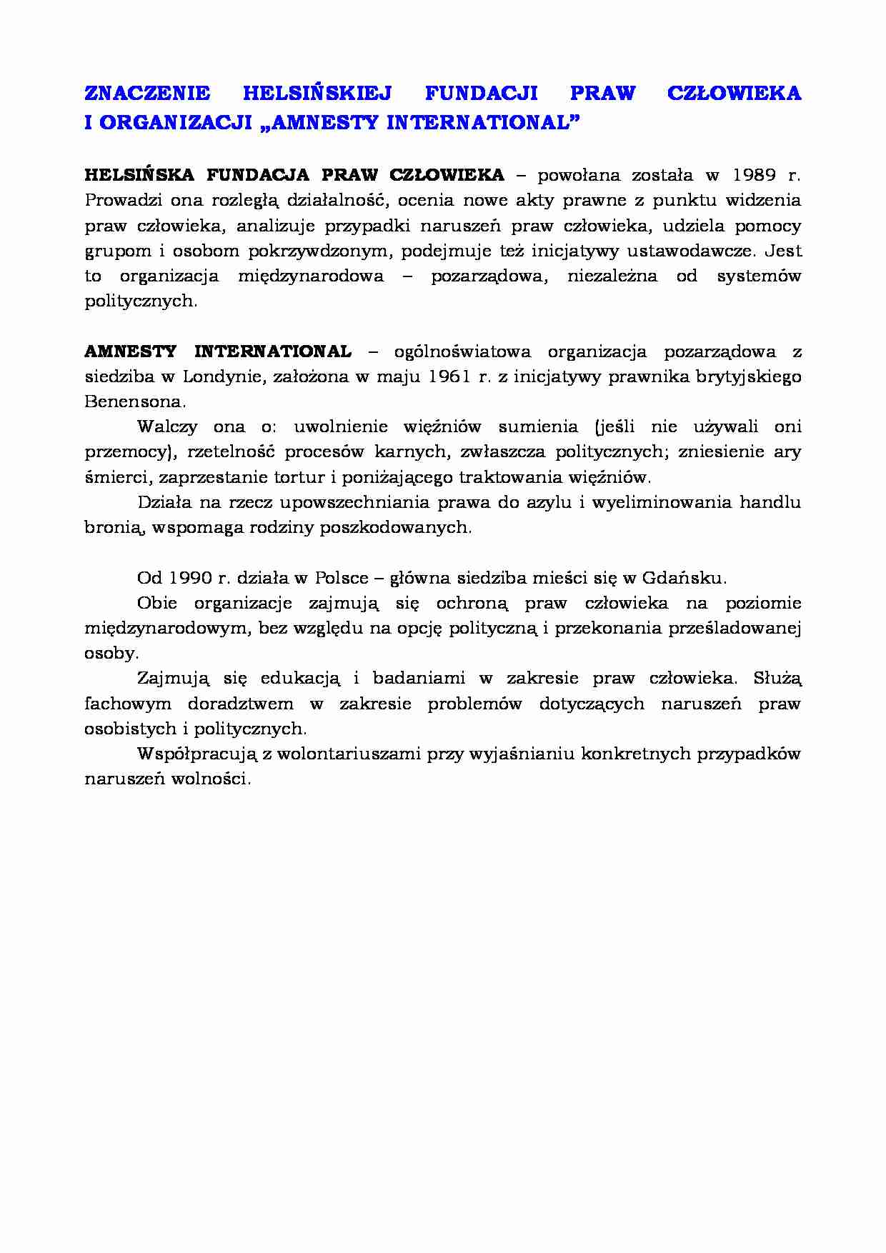 Helsińska Fundacja Praw Człowieka  - strona 1