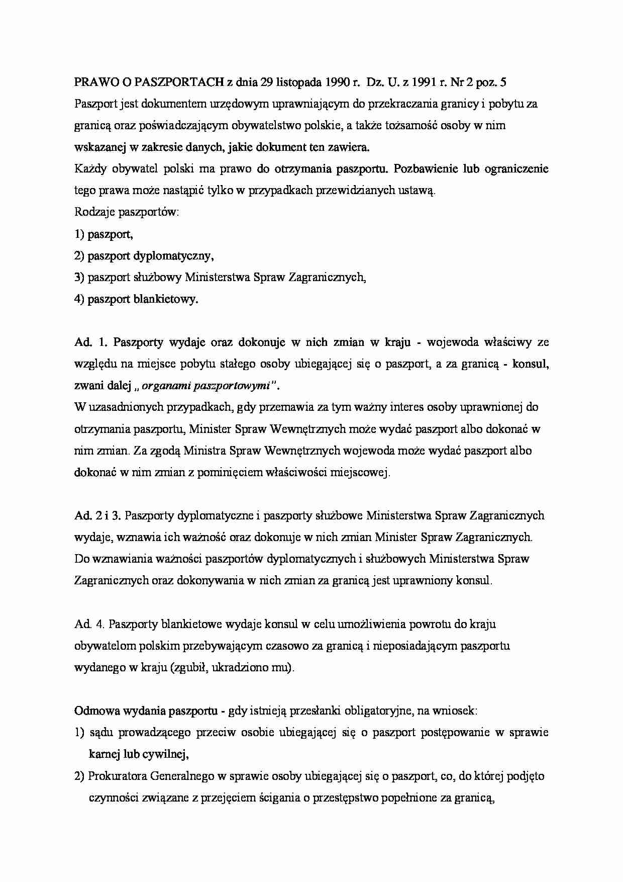 Prawo o paszportach - strona 1