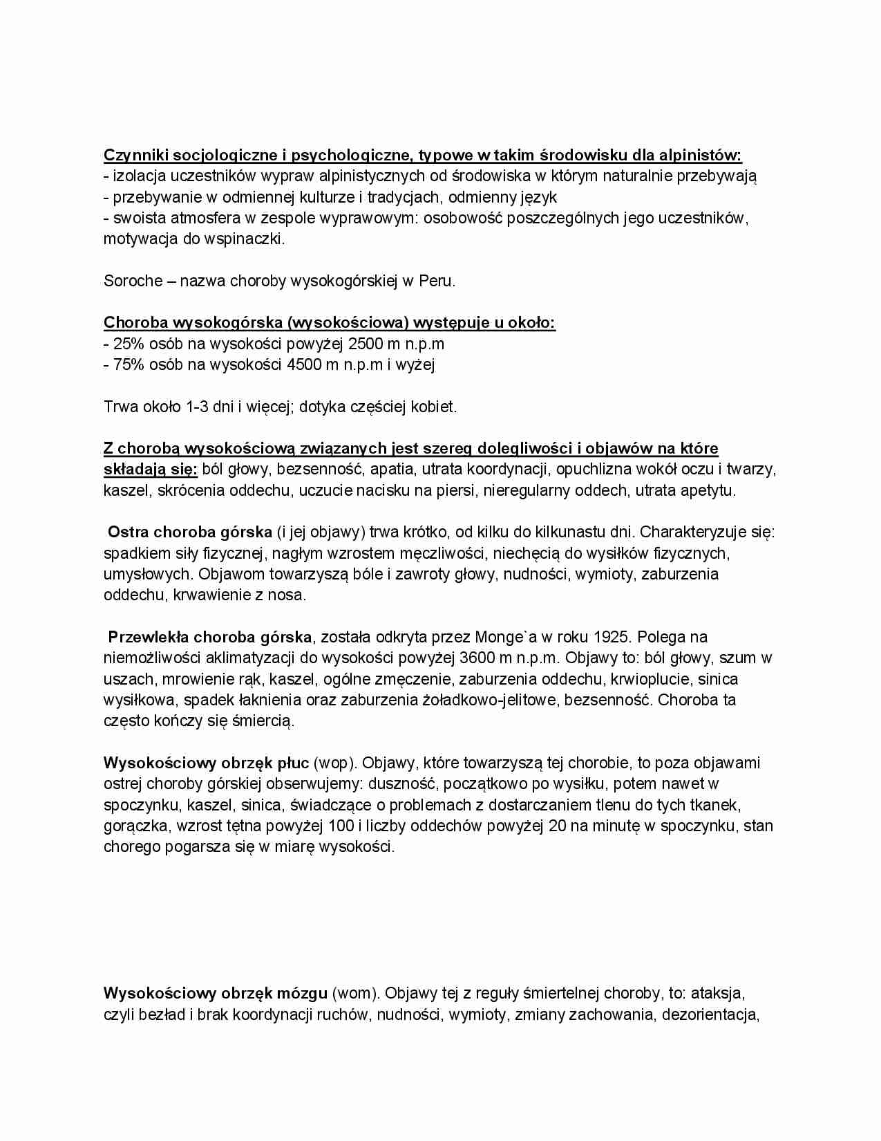 Choroby typowe dla alpinistów - wykład - strona 1