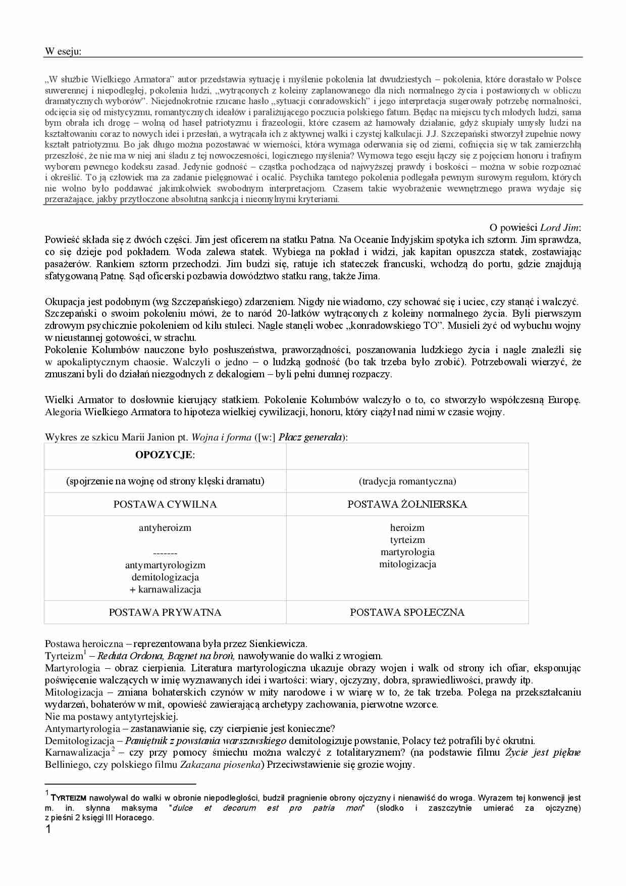 Różne postawy wobec wojny - omówienie - strona 1