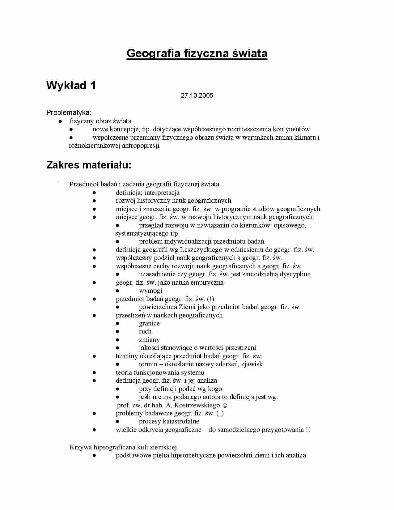 Zakres materiału z geografii fizycznej świata - strona 1