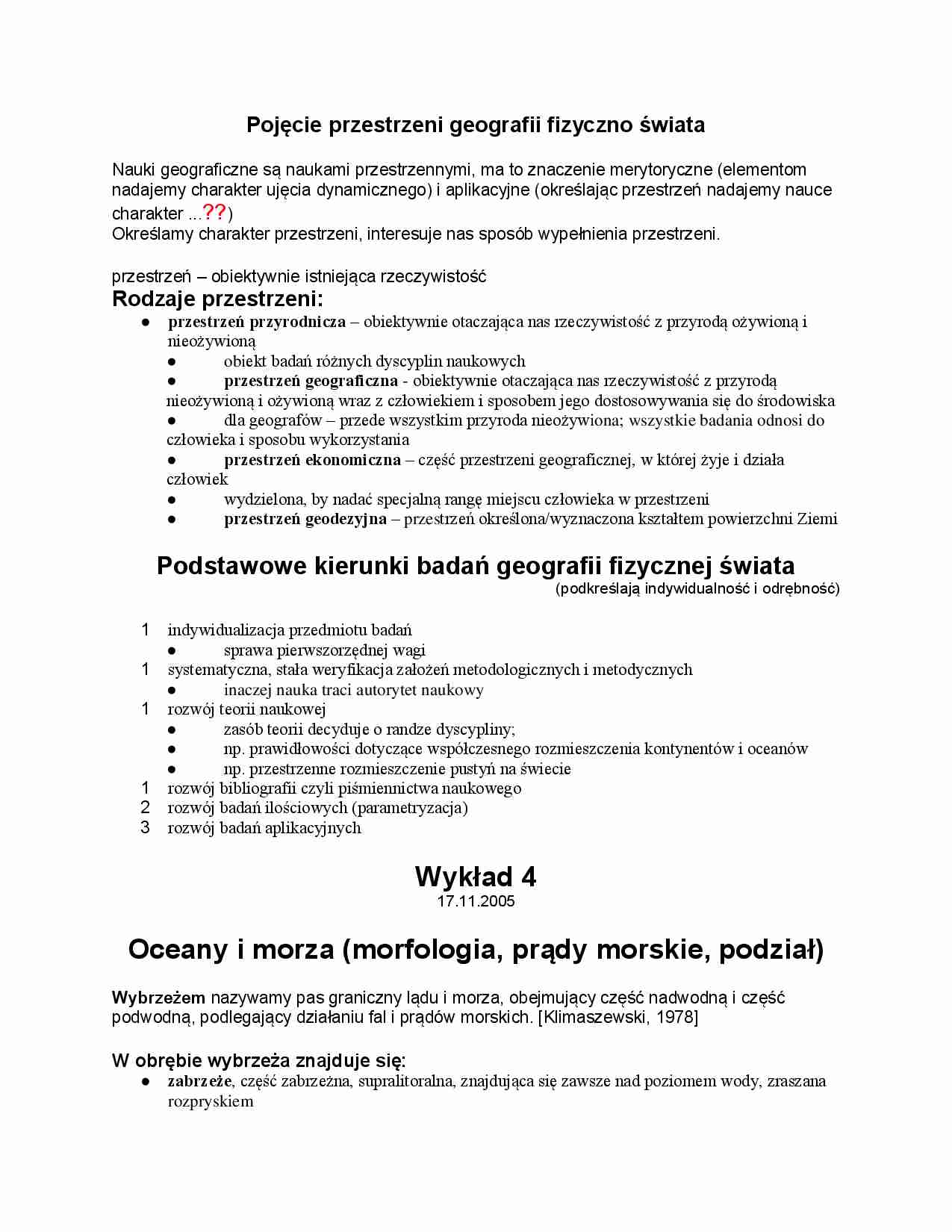 Pojęcie przestrzeni geografii fizycznej świata - strona 1