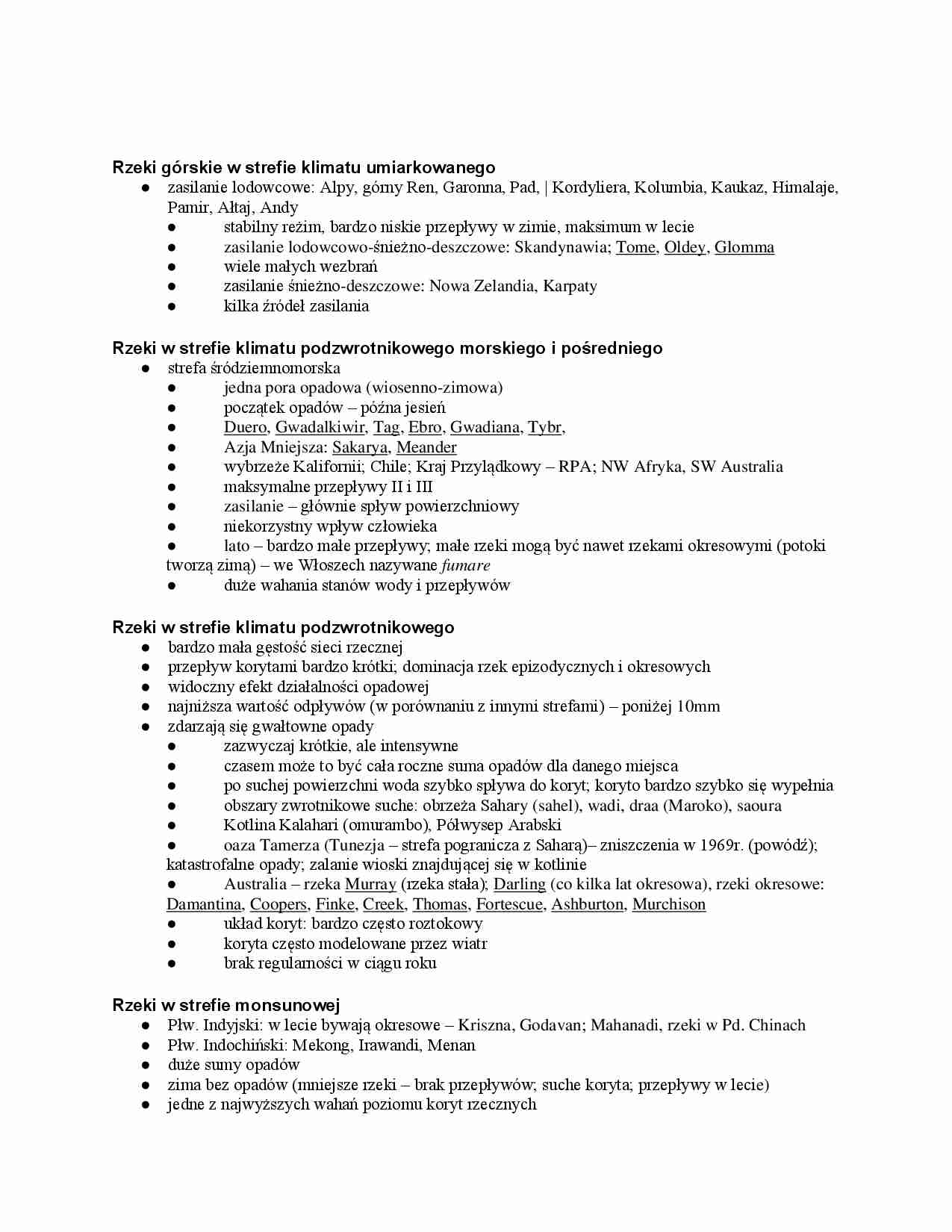 Rzeki górskie w różnych klimatach - wykład - strona 1