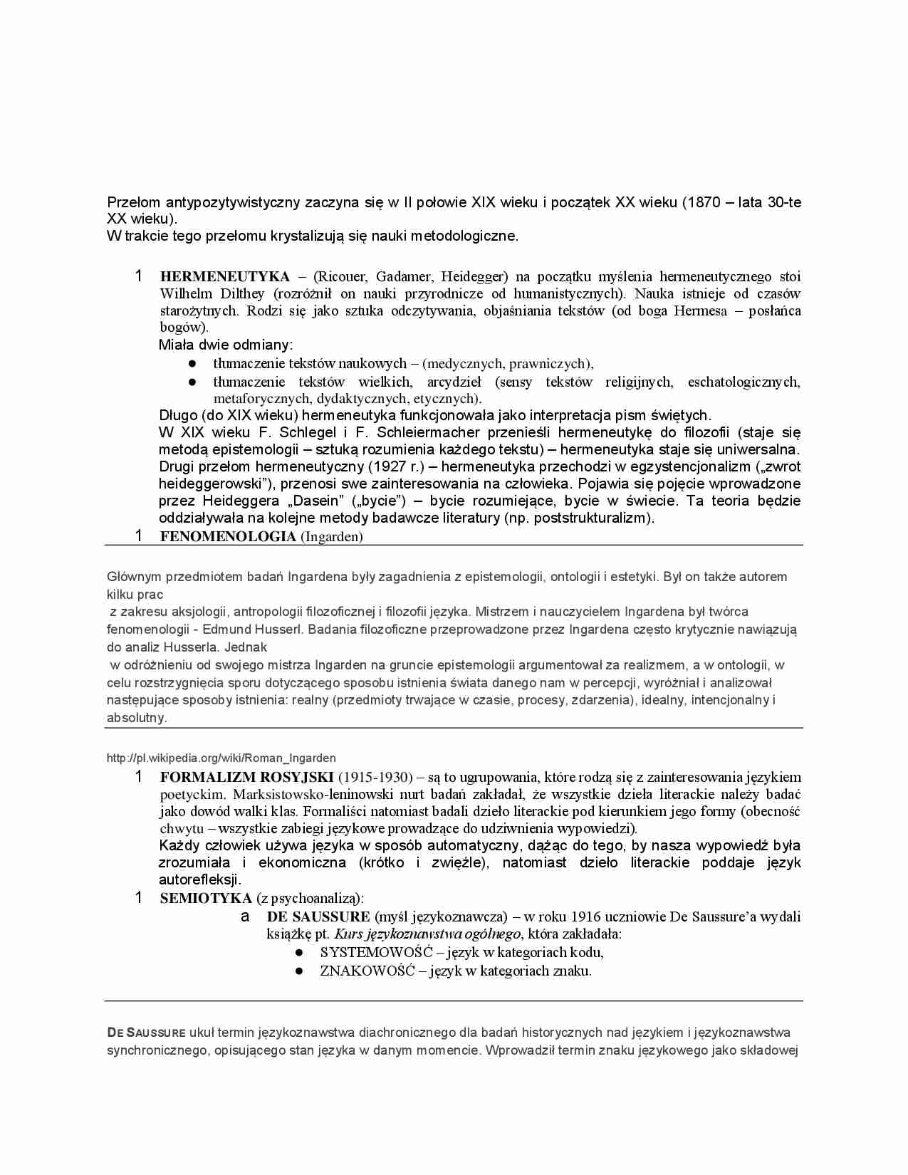 Przełon antypozytywistyczny - wykład - strona 1