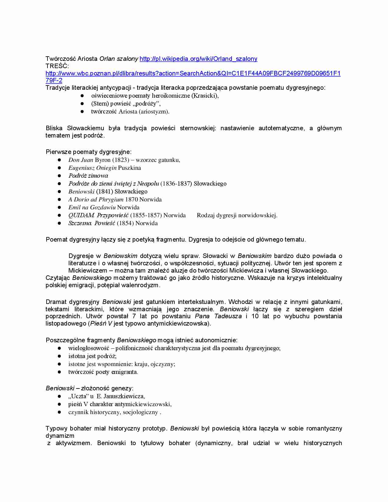 Tradycje literackiej antycypacji - tradycja literacka poprzedzająca powstanie poematu dygresyjnego - strona 1