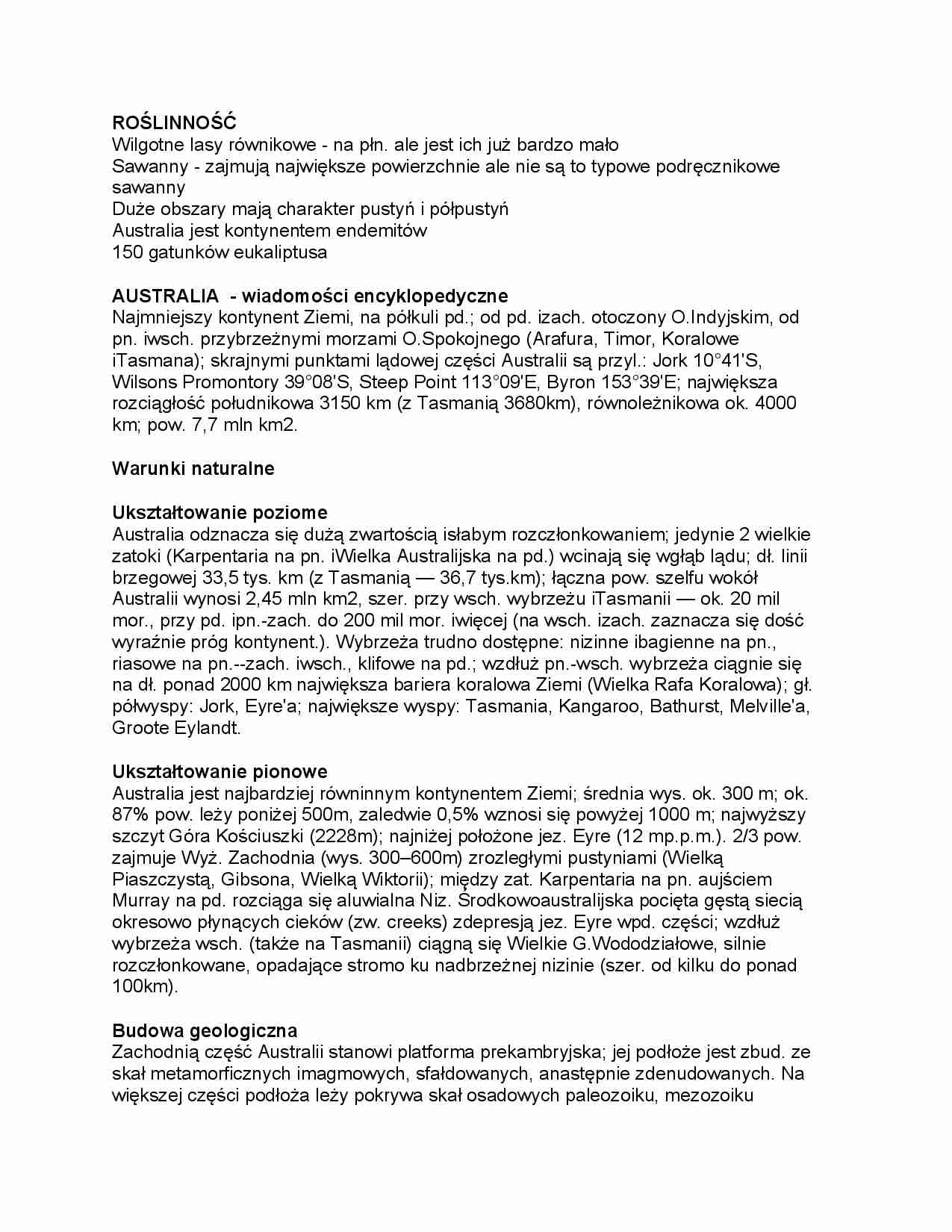 Australia - klimat, roślinność. - strona 1