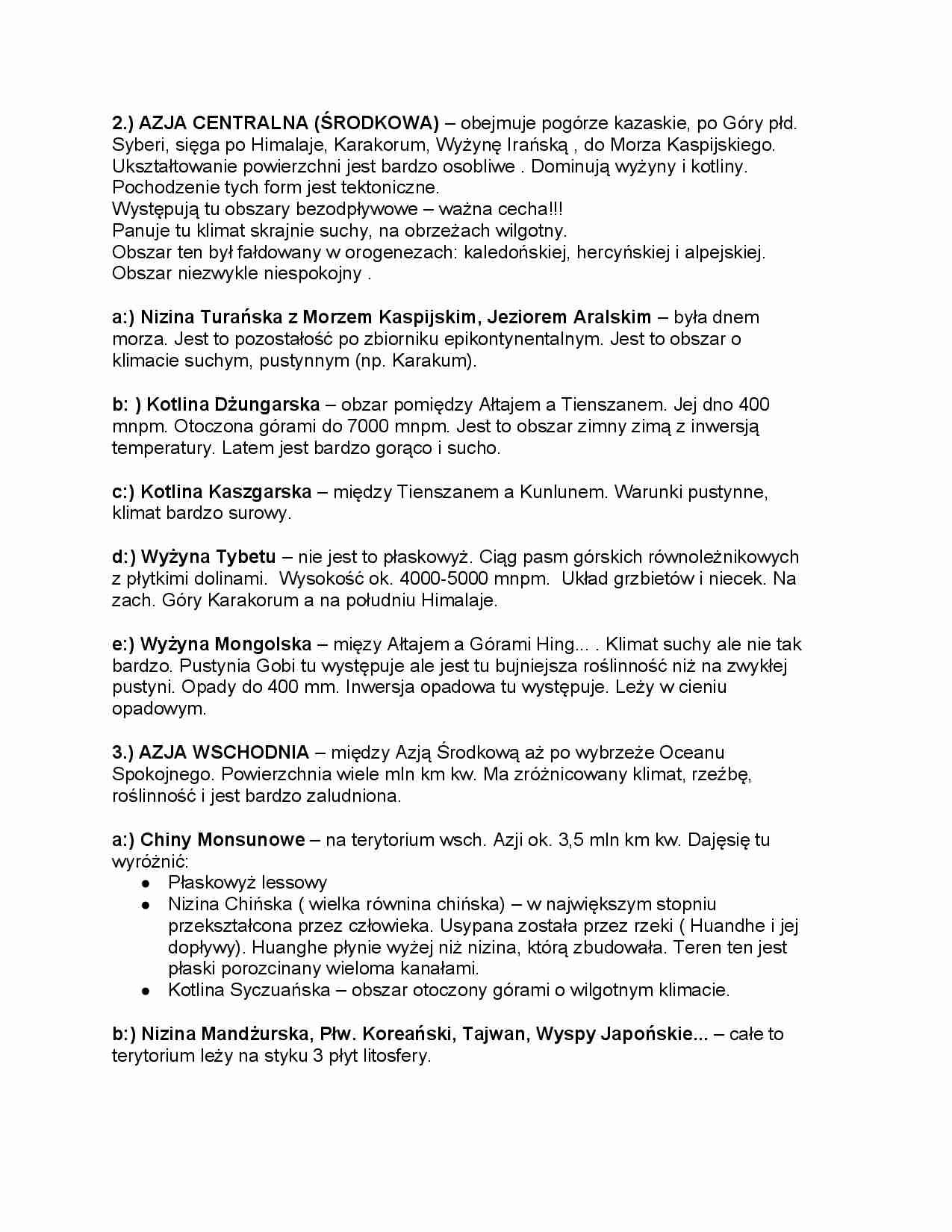 Azja Centralna i Azja Południowa - informacje - strona 1