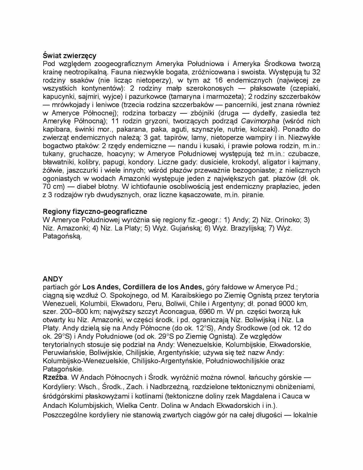 Ameryka Południowa - świat zwierzęcy - strona 1