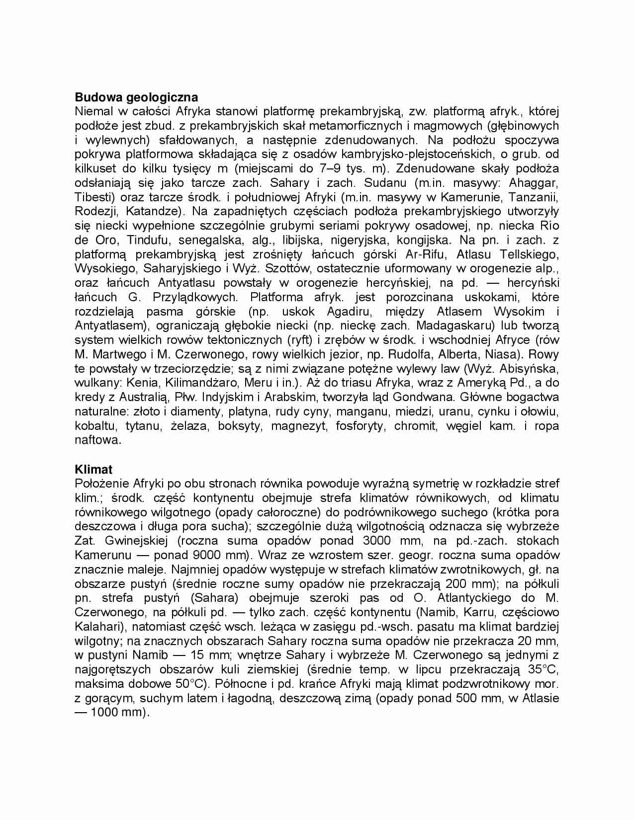 Afryka - geologia i stosunki wodne - strona 1