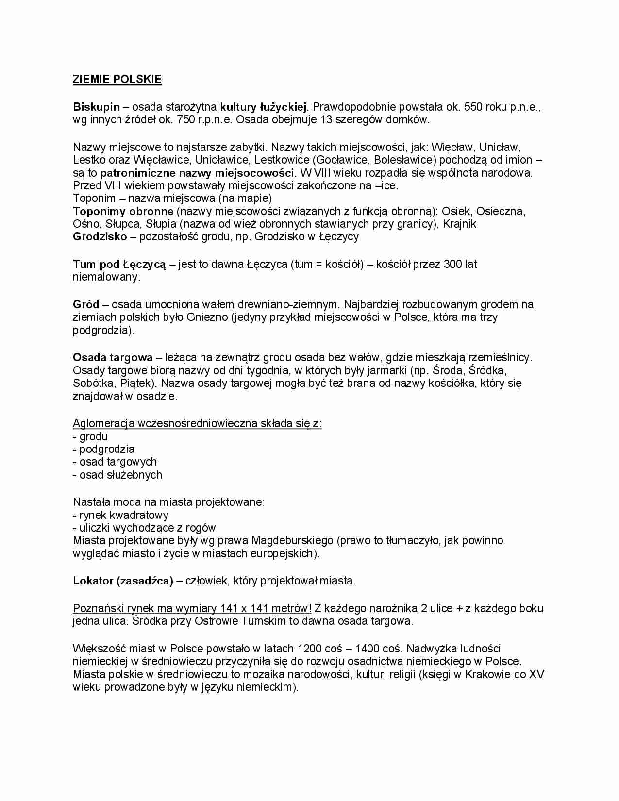 Ziemie polskie - aglomeracje wczesnośredniowieczne - strona 1