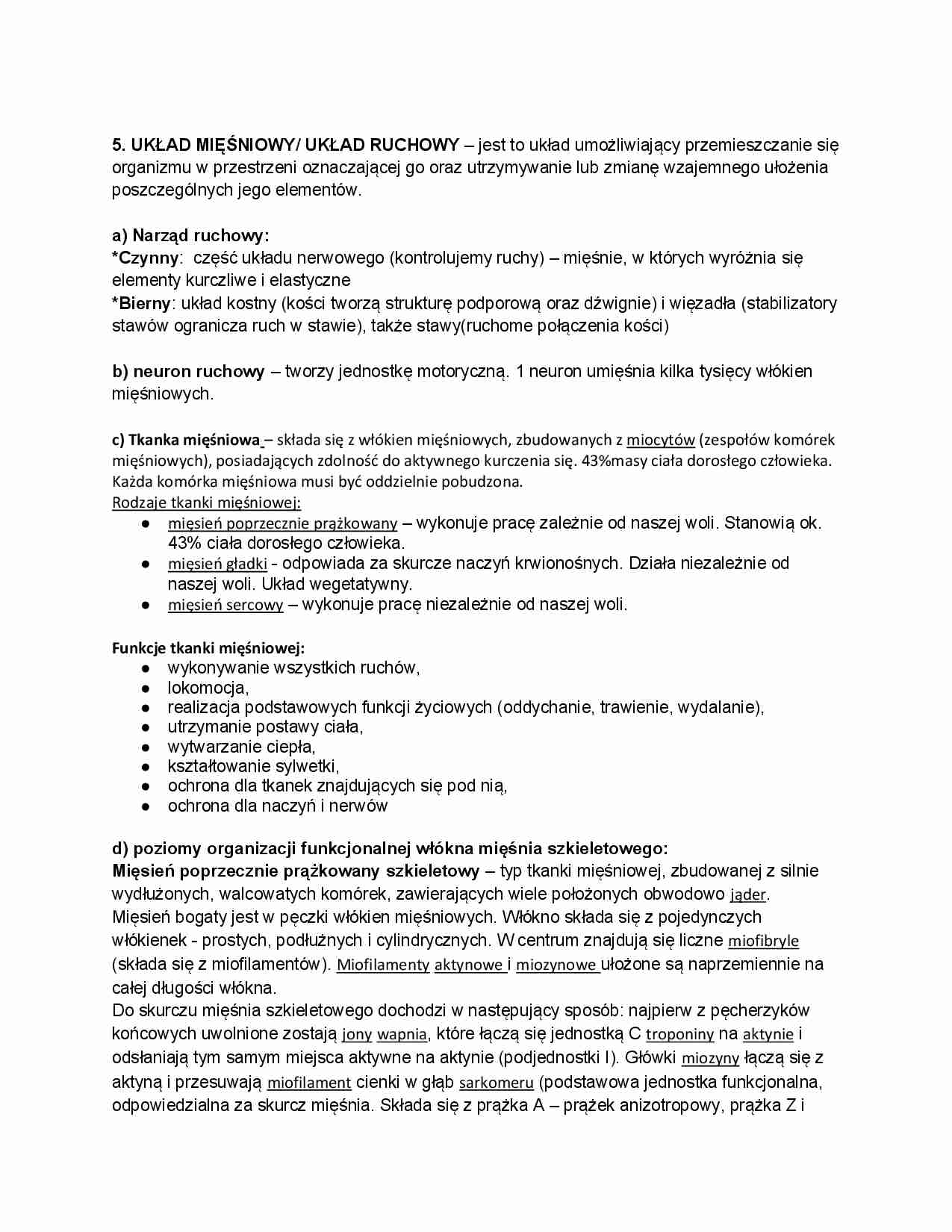 Układ ruchowy (mięśniowy) - charakterystyka - strona 1