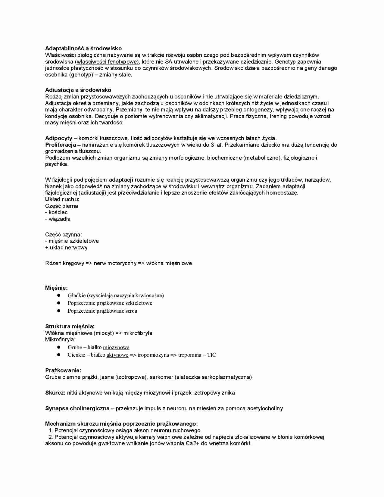 Mięśnie - rodzaje, mechanizm skurczu - strona 1