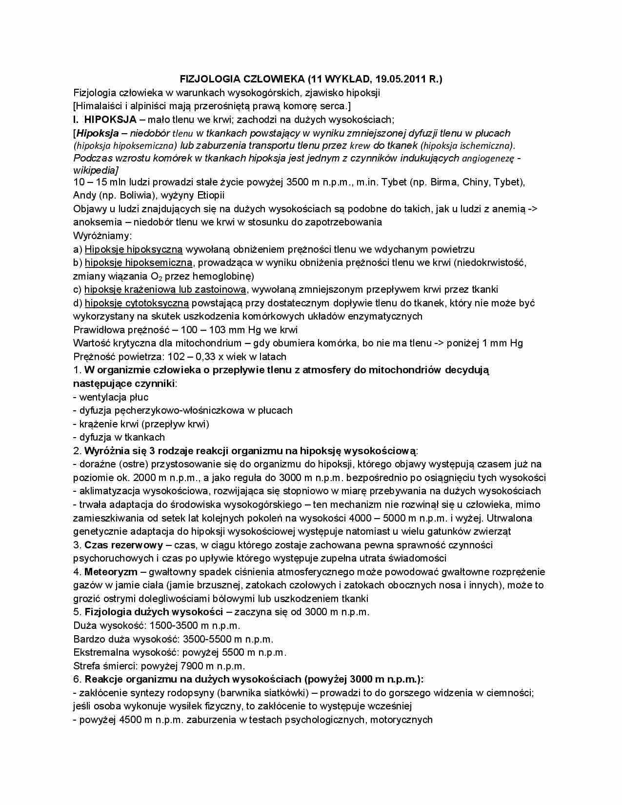 Fizjologia człowieka w warunkach wysokogórskich, zjawisko hipoksji - strona 1