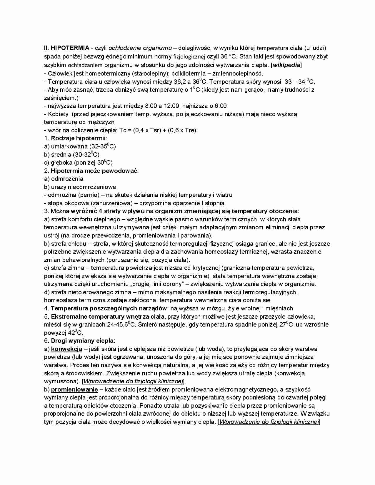 Hipotermia - rodzaje, wykład - strona 1