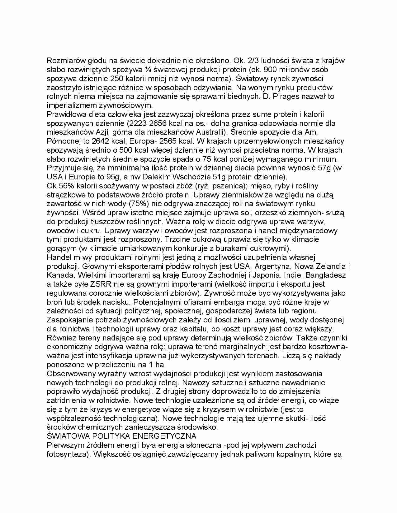 Problem głodu i światowa polityka energetyczna - strona 1