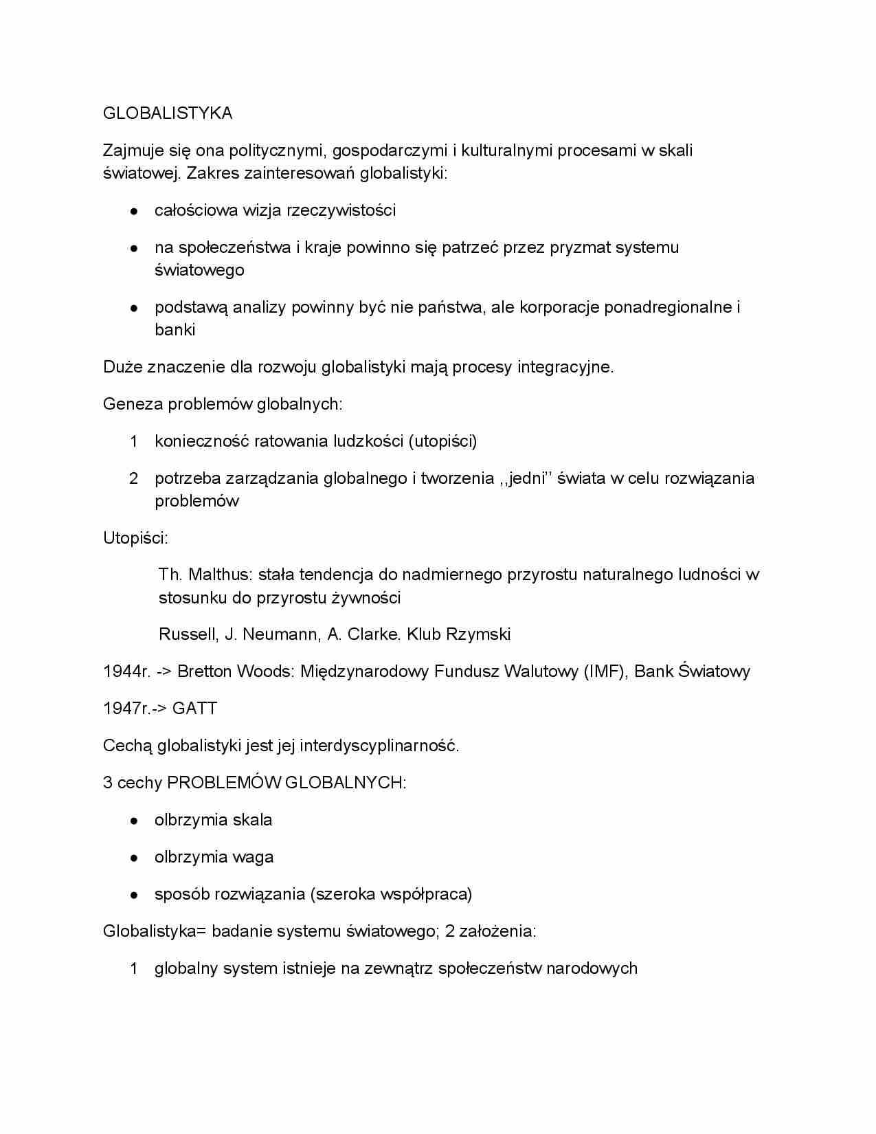 Globalistyka - problemy globalne - strona 1