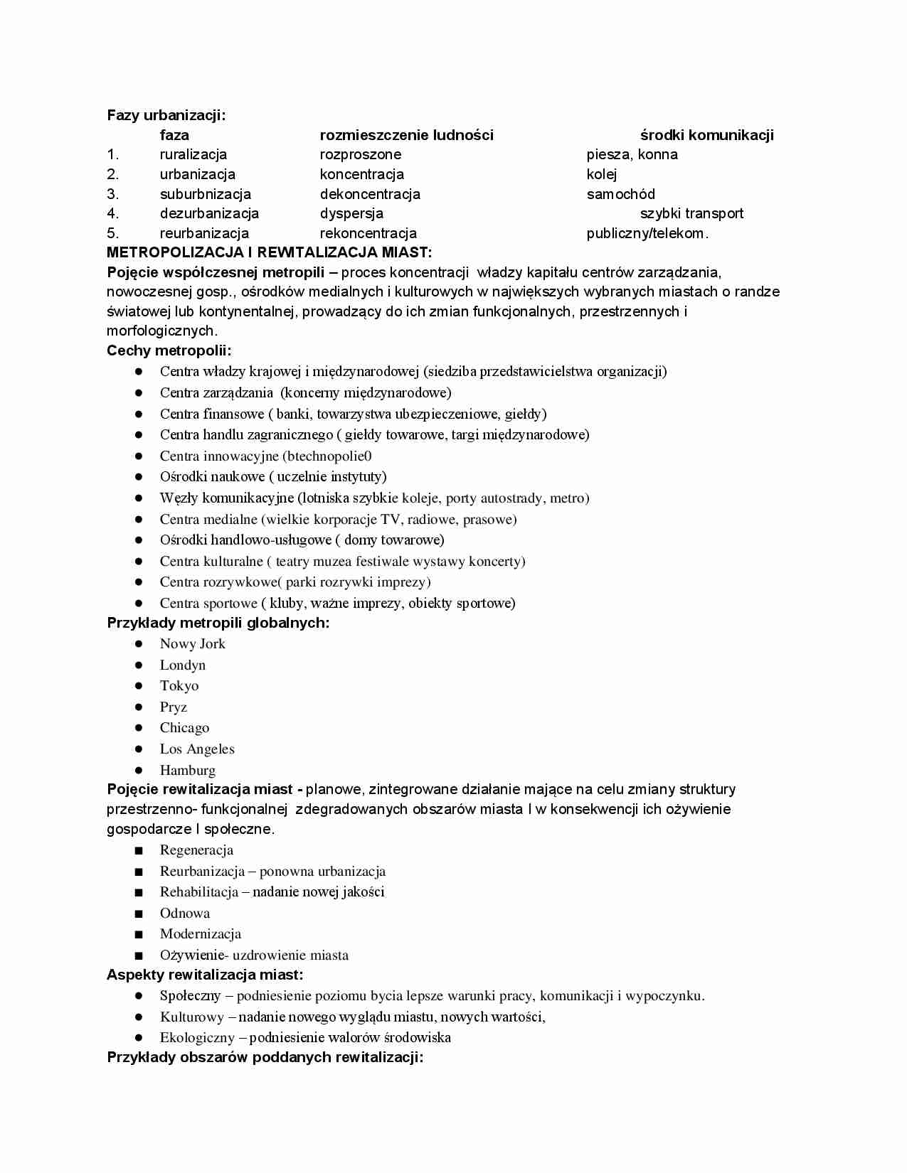 Metropolizacja i rewitalizacja miast - strona 1