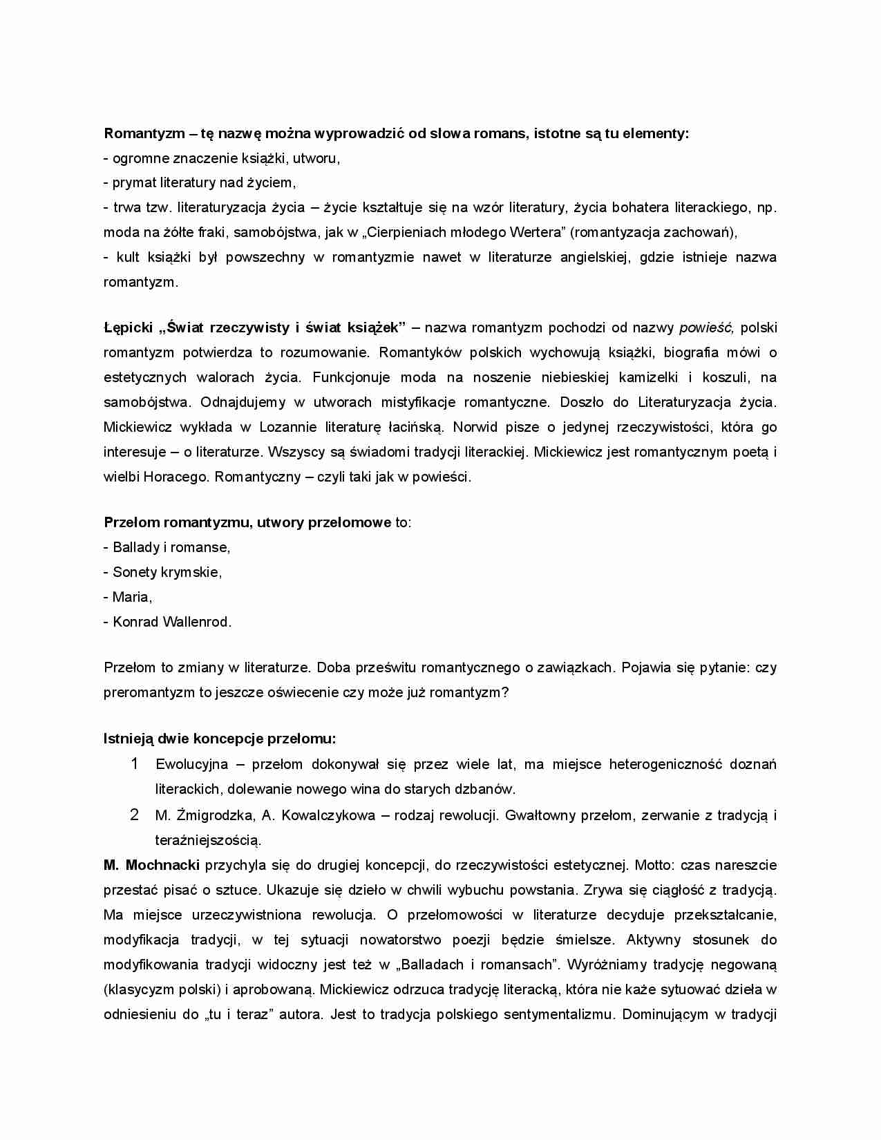 Romantyzm - twórcy, koncepcje - strona 1