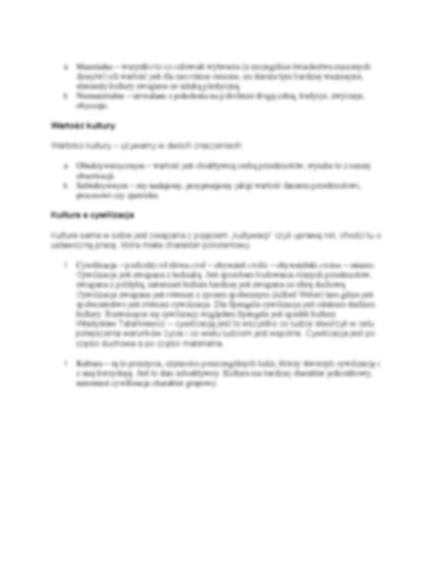 Naukowe i potoczne rozumienie kultury, dobra kultury, jej wartość, kultura a cywilizacja - strona 2