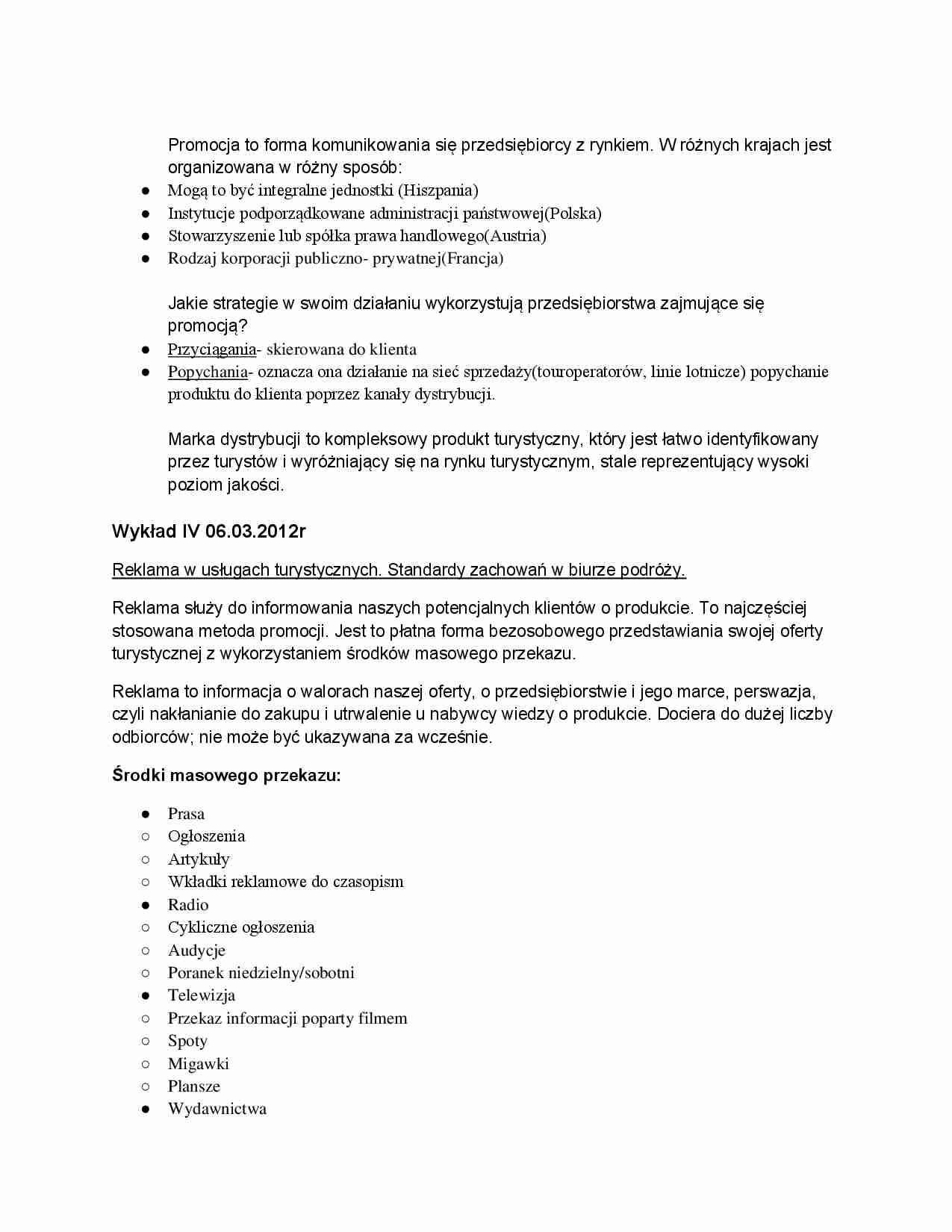 Promocja w turystyce - wykład - strona 1