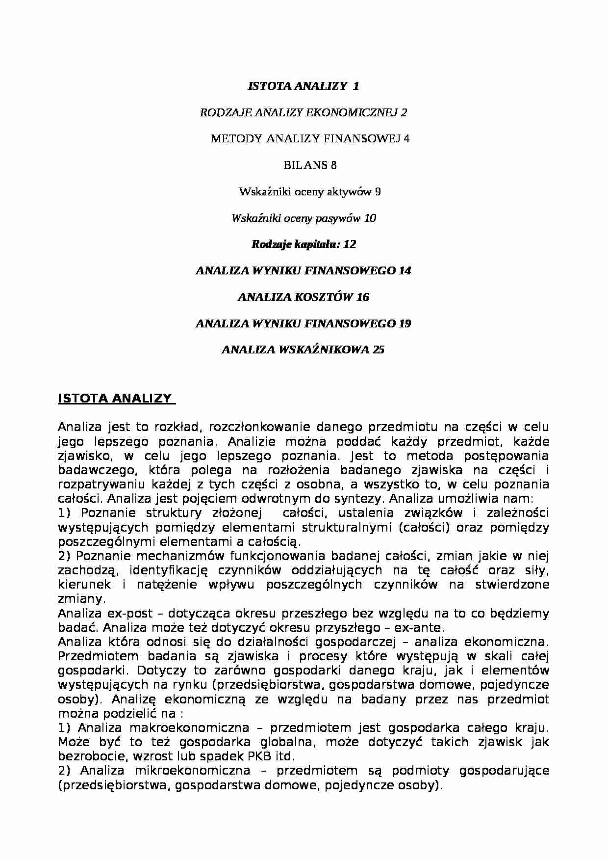 Analiza finansowa - istota - strona 1