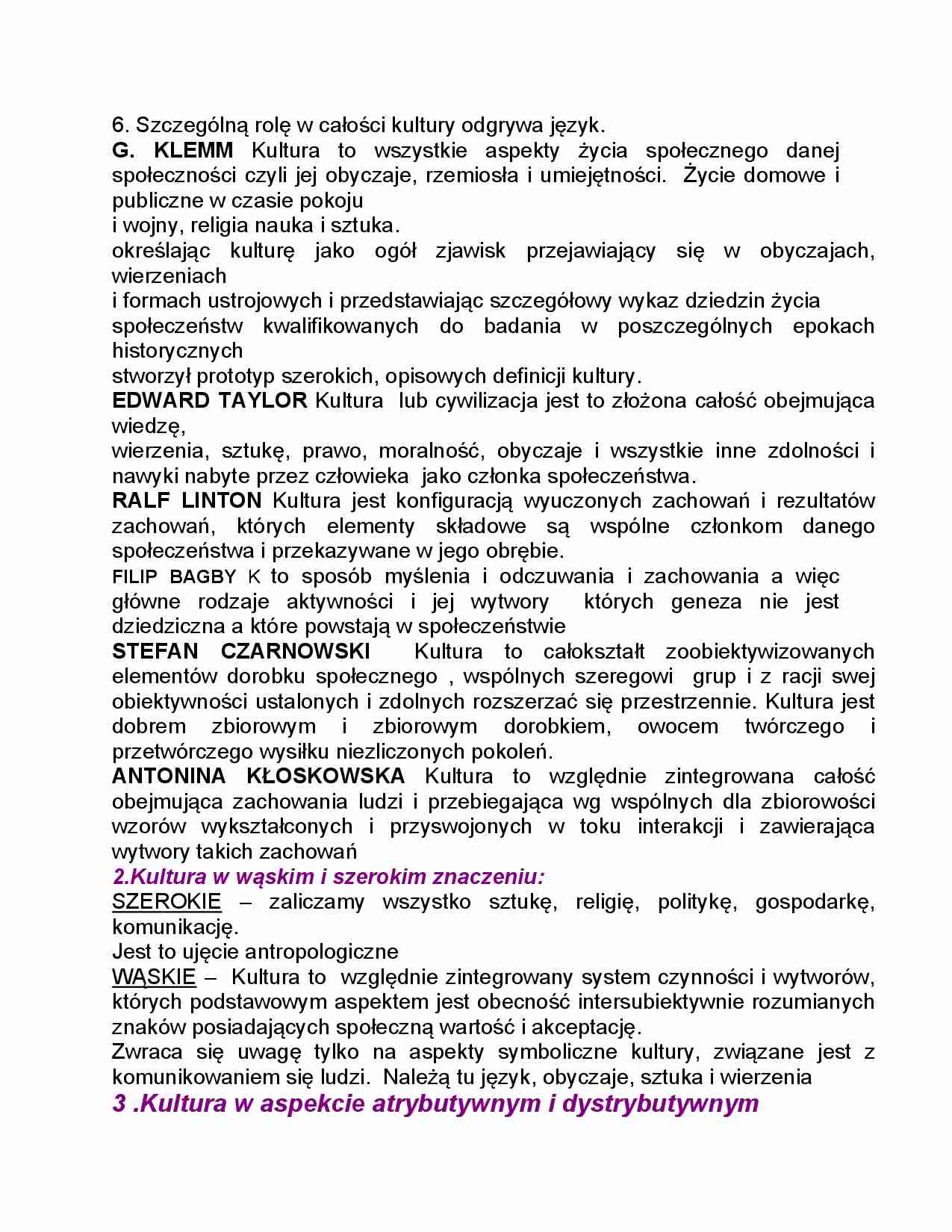 Kultura w wąskim i szerokim znaczeniu - strona 1