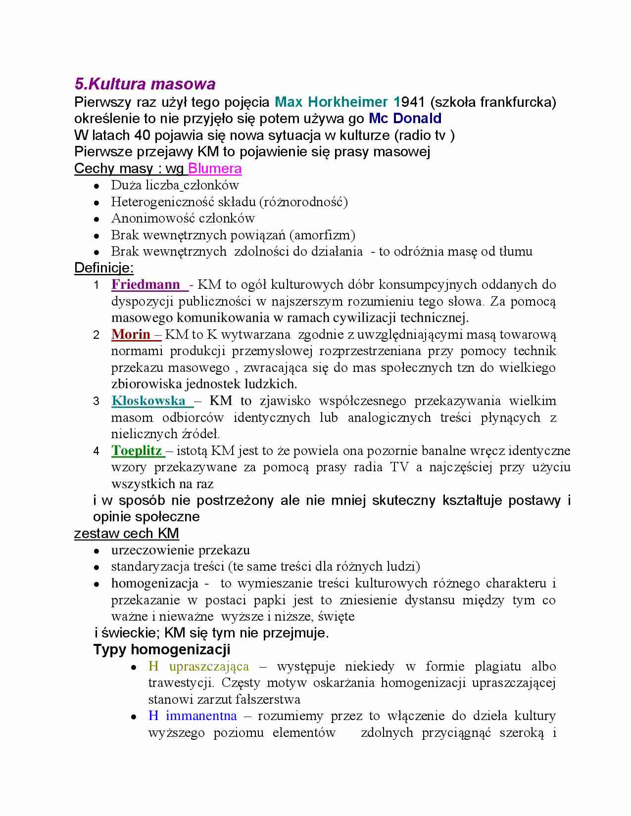 Kultura masy i typy homogenizacji - strona 1
