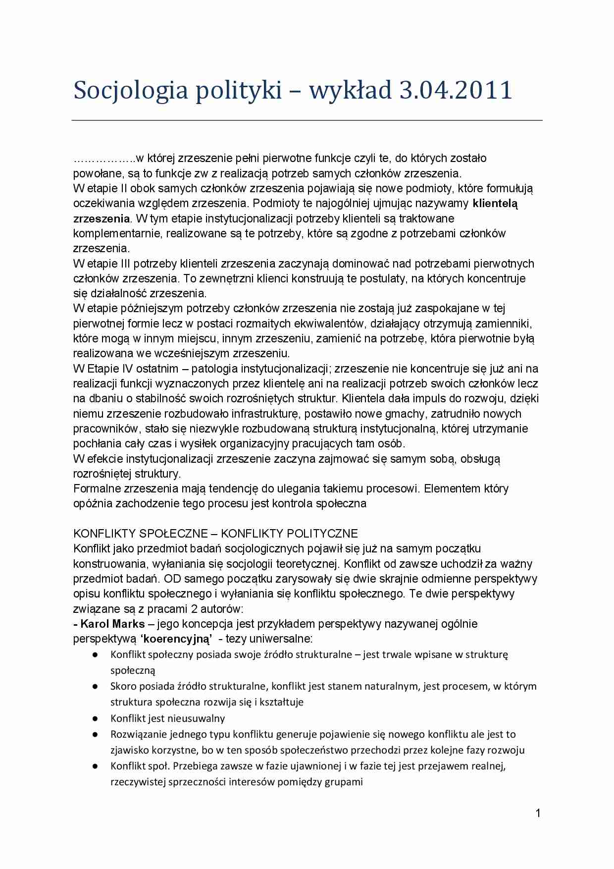 Konflikty społeczne - konflikty polityczne - strona 1