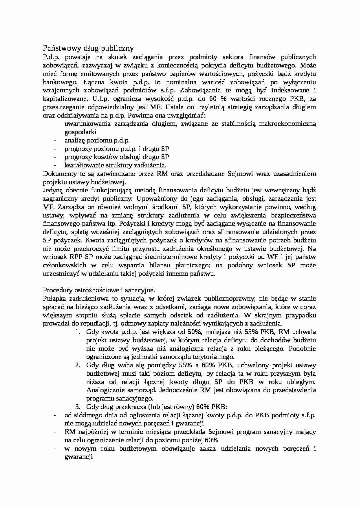 Państwowy dług publiczny - Program sanacyjny - strona 1