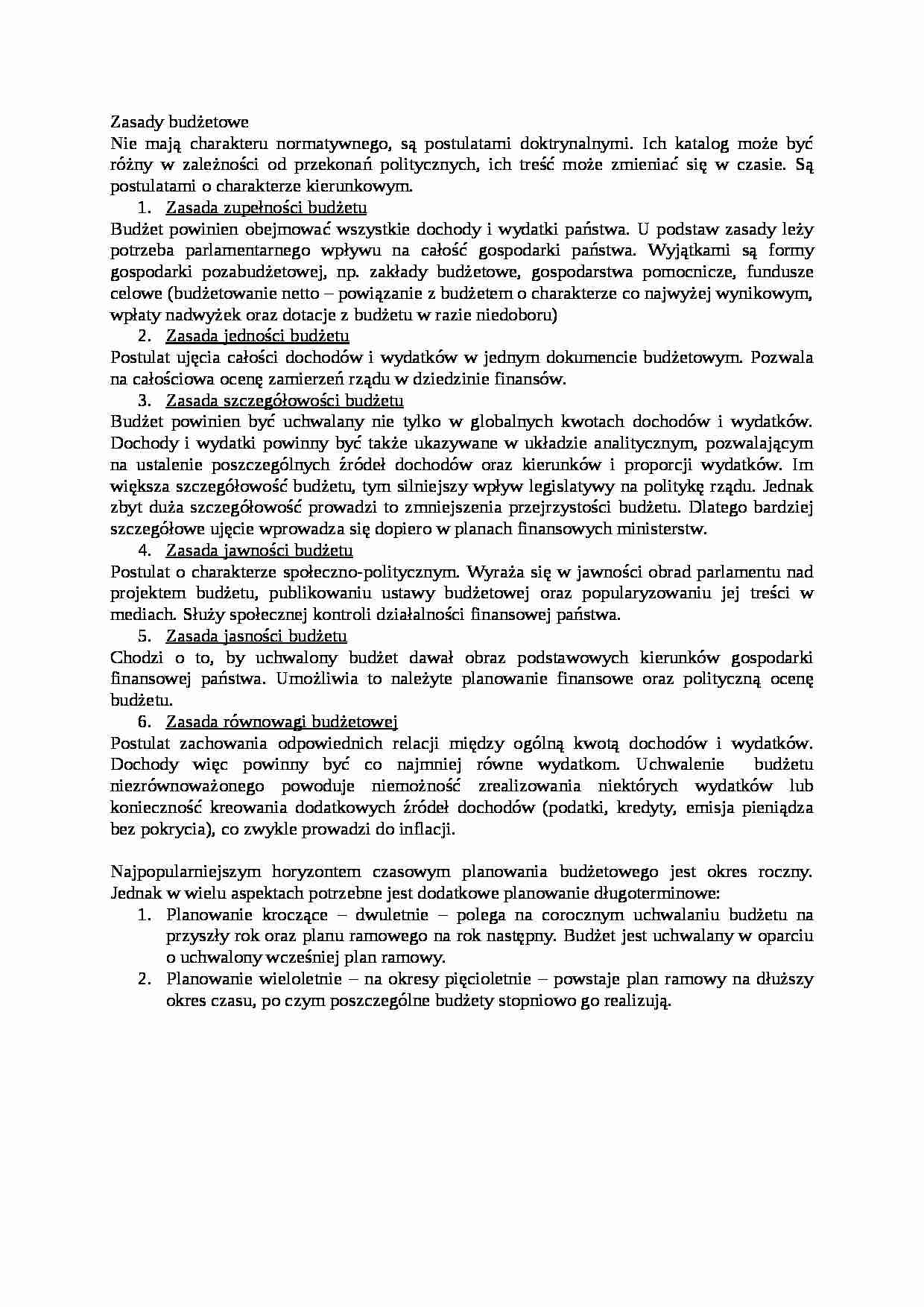 Zasady budżetowe - strona 1