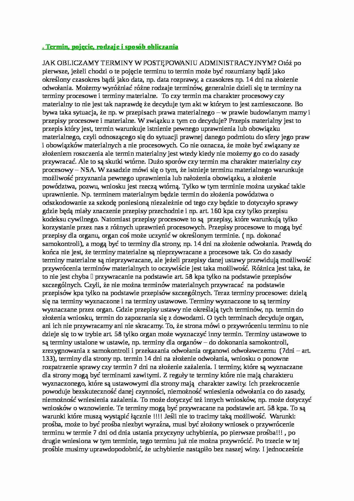 Termin, pojęcie, rodzaje i sposób obliczania - strona 1