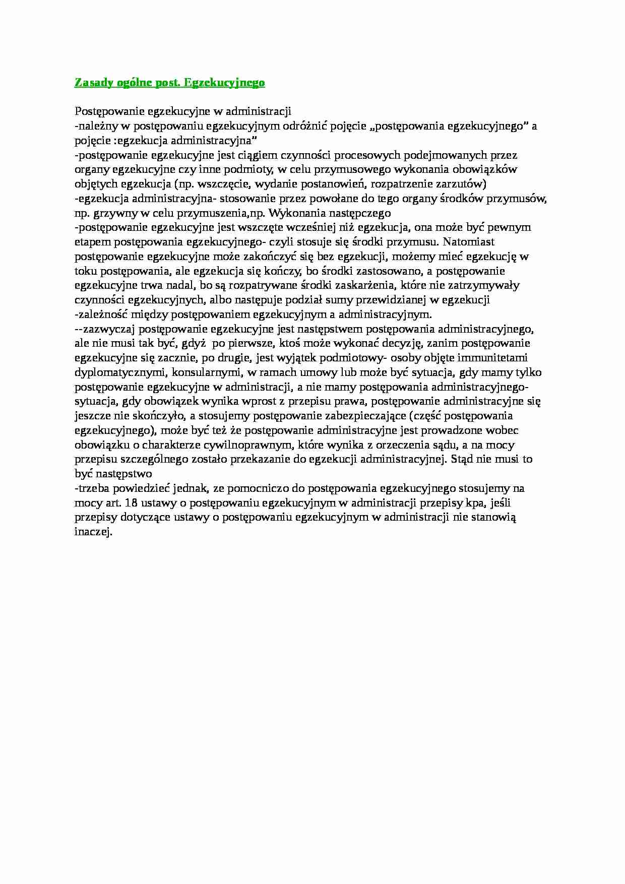 Zasady ogólne post. egzekucyjnego - strona 1