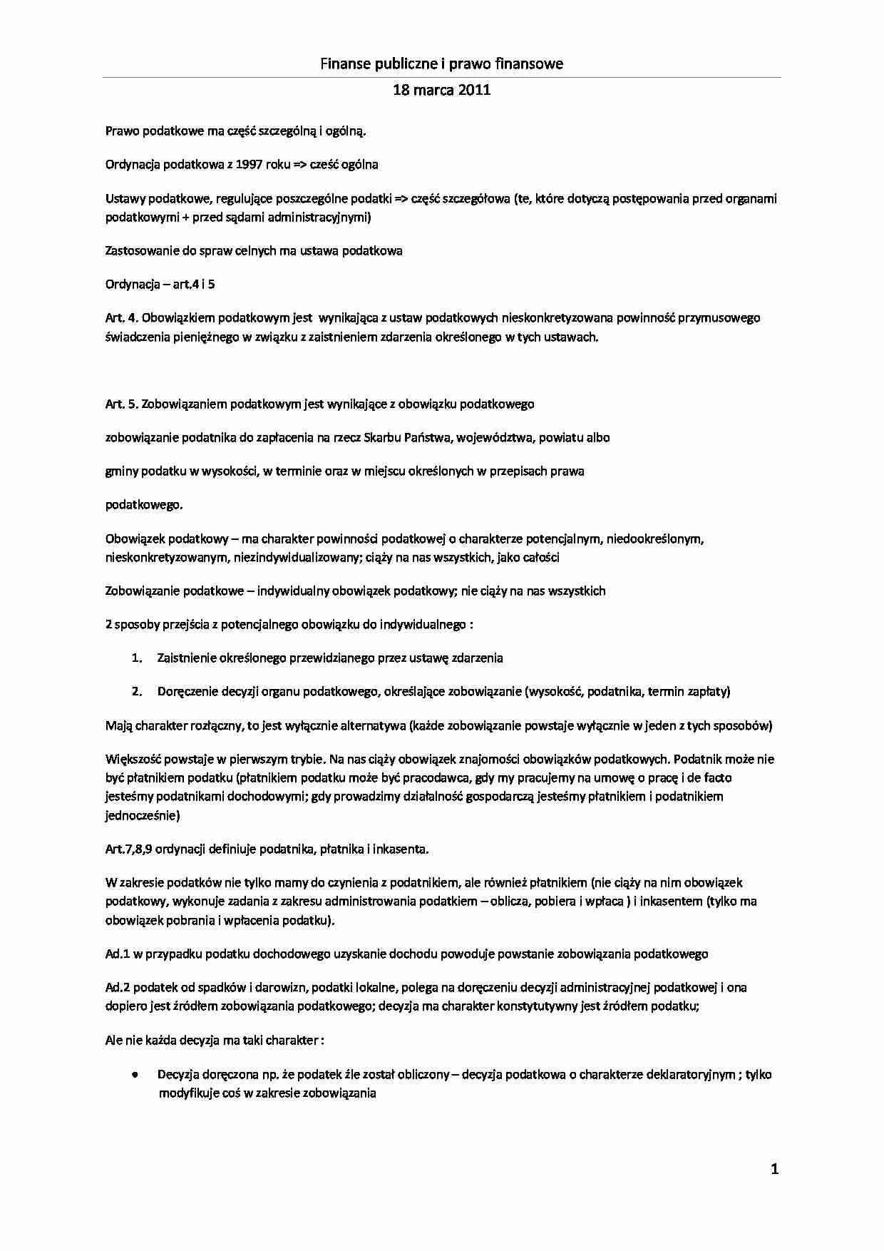 Prawo podatkowe - Ustawy podatkowe - strona 1