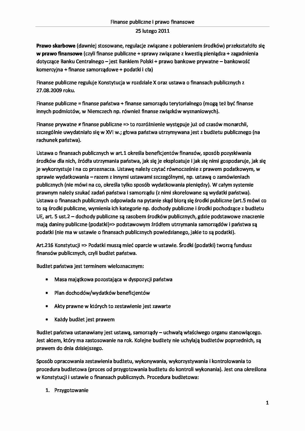 Prawo finansowe -  Prawo skarbowe  - strona 1