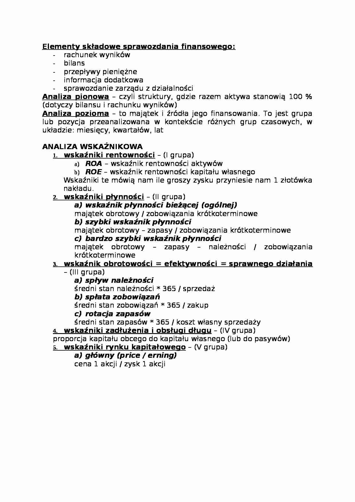 Analiza finansowa przedsiębiorstw - zadania - wskaźnik udziału - strona 1