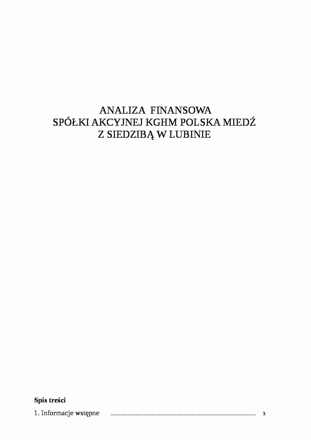 Analiza finansowa spółki akcyjnej - strona 1