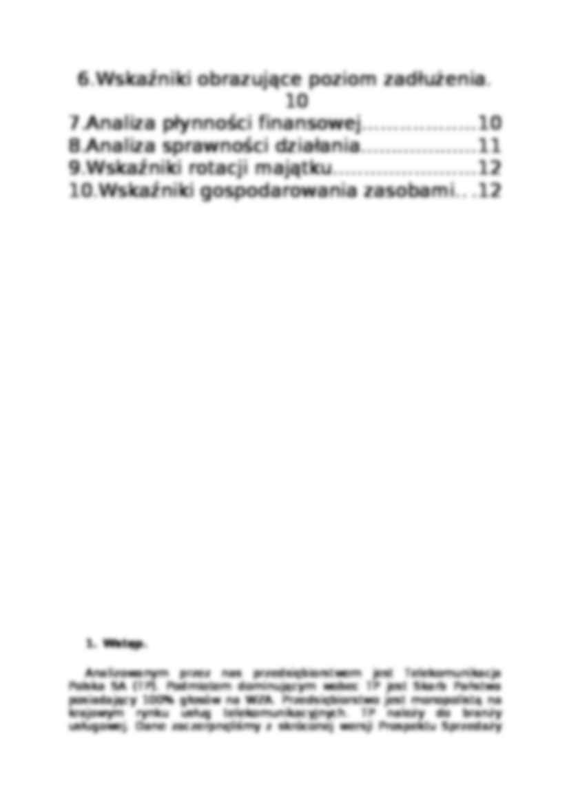 Analiza finansowa TP S.A - bilanse, rachunki zysków i strat - strona 2
