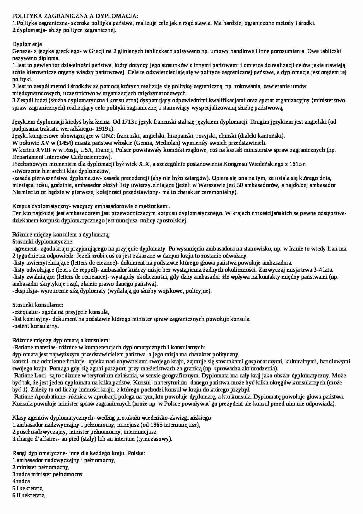 Polityka zagraniczna a dyplomacja - strona 1