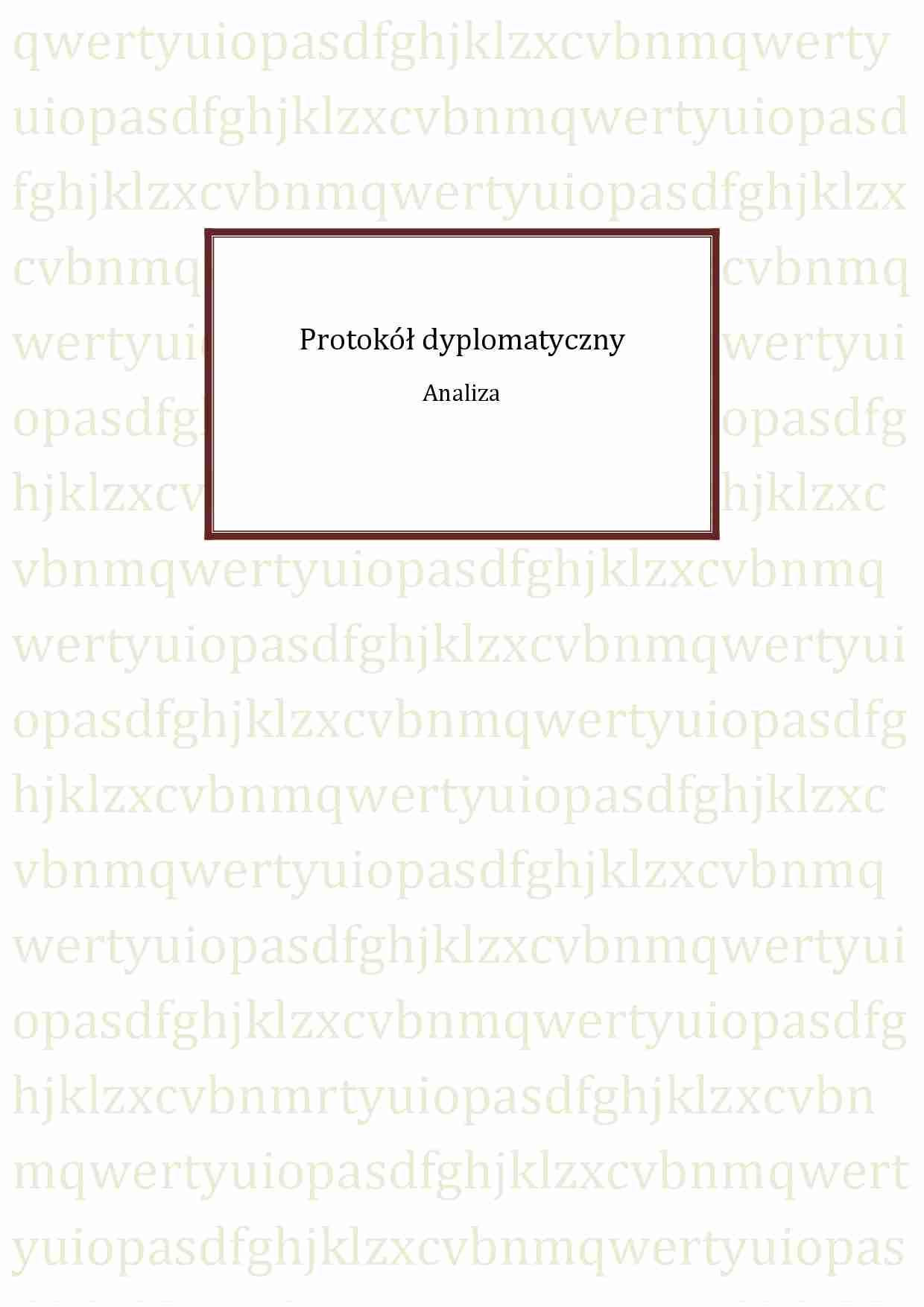 Protokół dyplomatyczny - praca zaliczeniowa - strona 1
