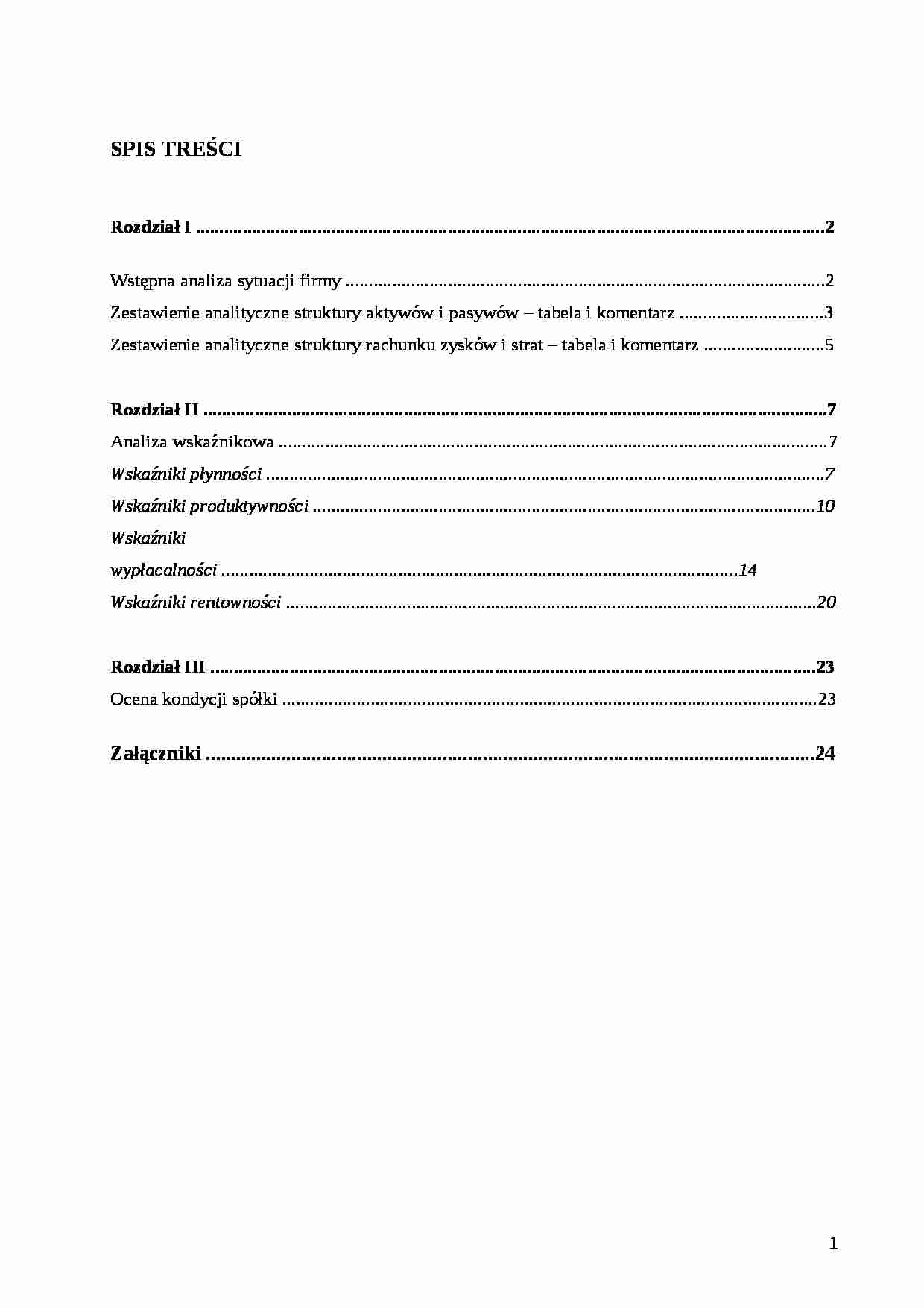 Analiza finansowo - ekonomiczna - strona 1