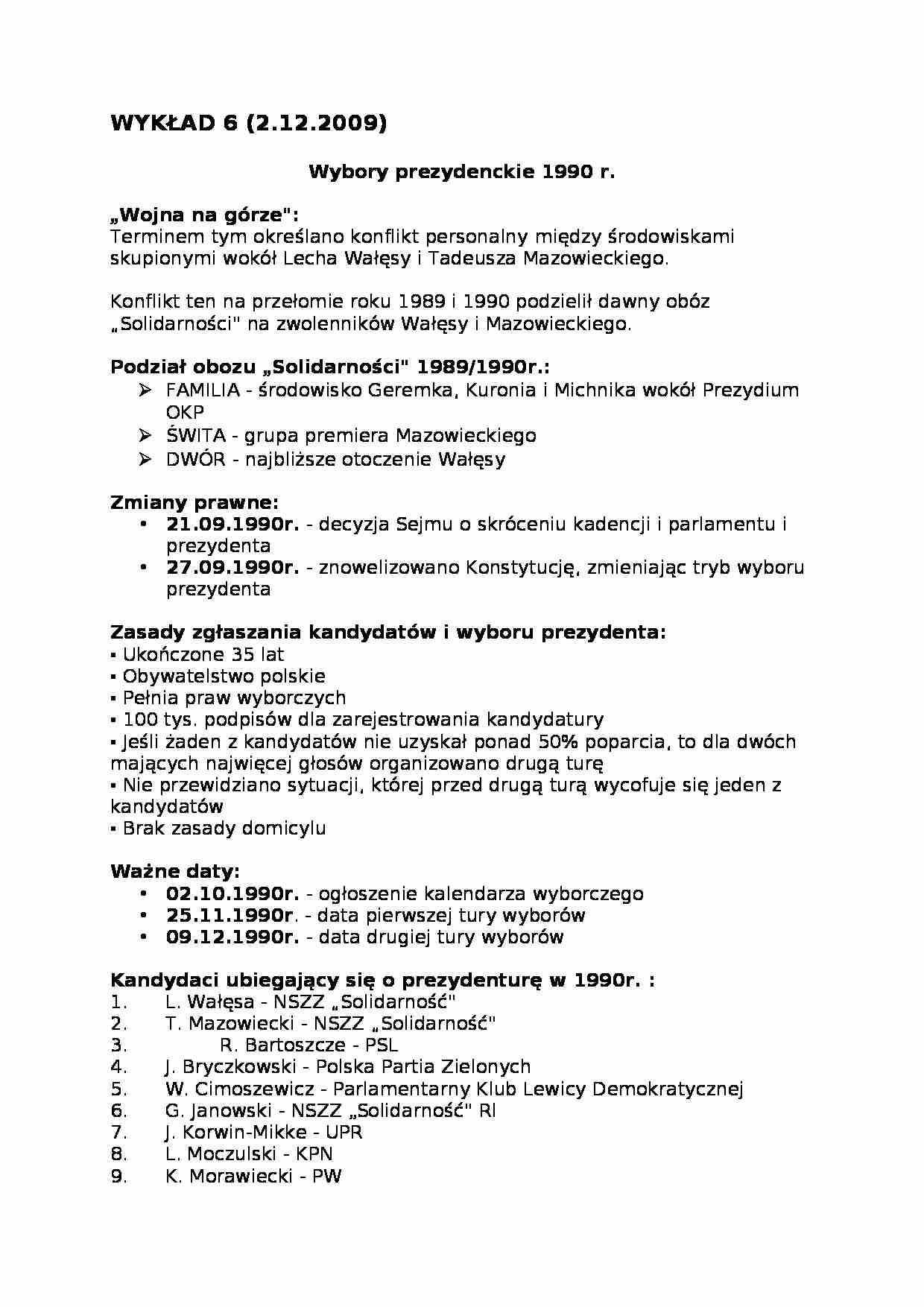 Wybory prezydenckie 1990 r. - strona 1