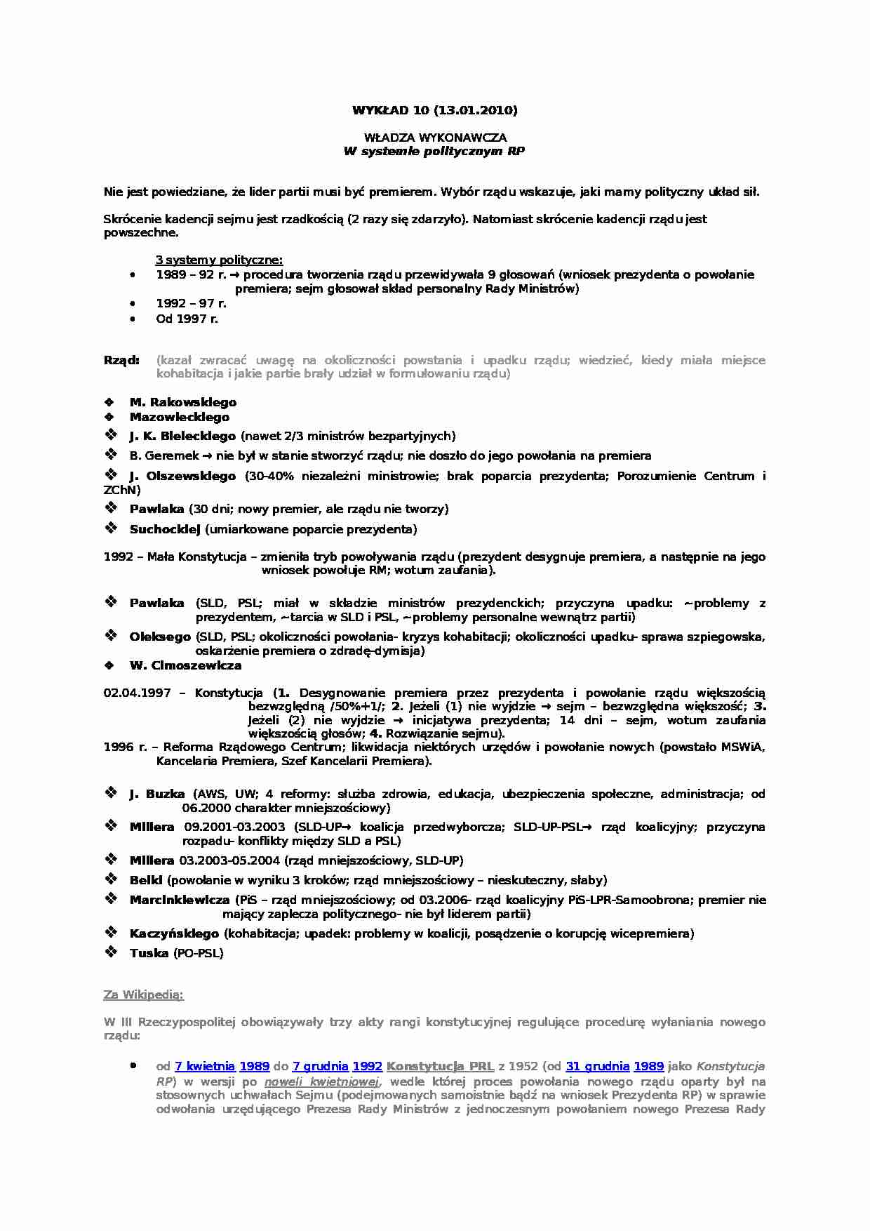 Władza wykonawcza w systemie politycznym - strona 1