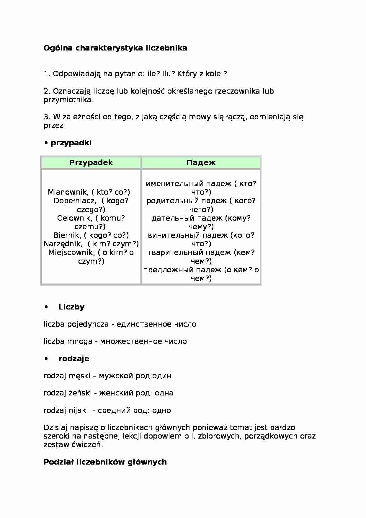 Liczebnik - teoria i przykłady - strona 1