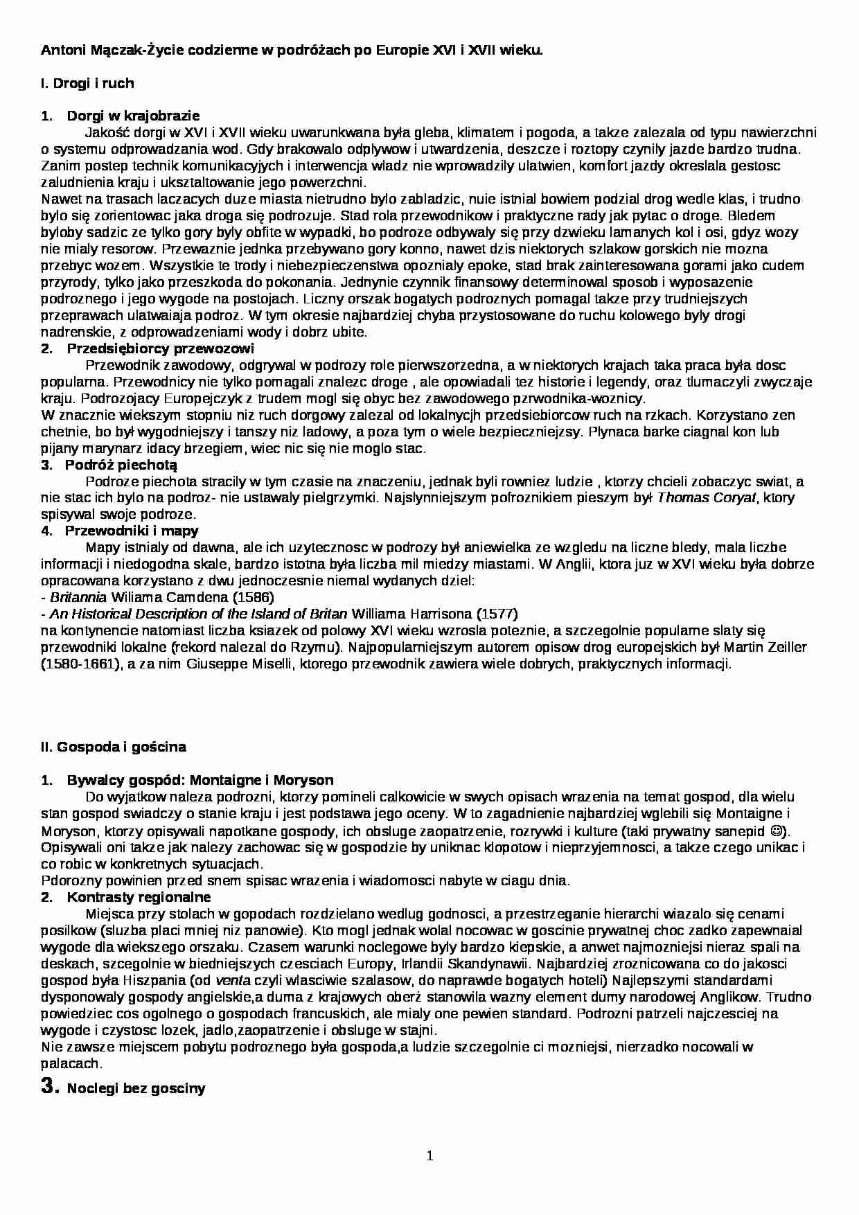 Antoni Mączak - życie codzienne w podróżach po Europie - strona 1
