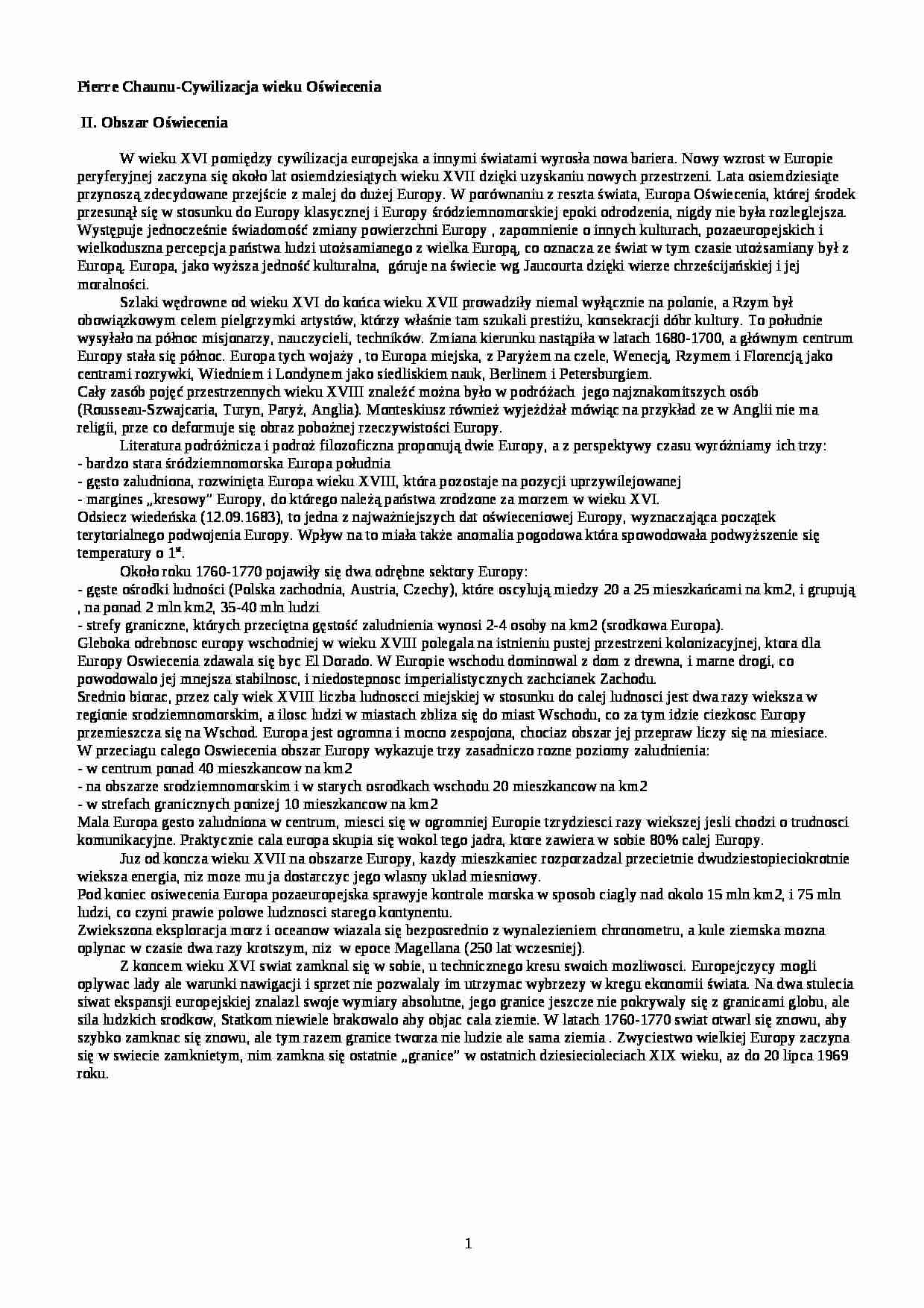 Chaunu - cywilizacja wieku oświecenia - strona 1
