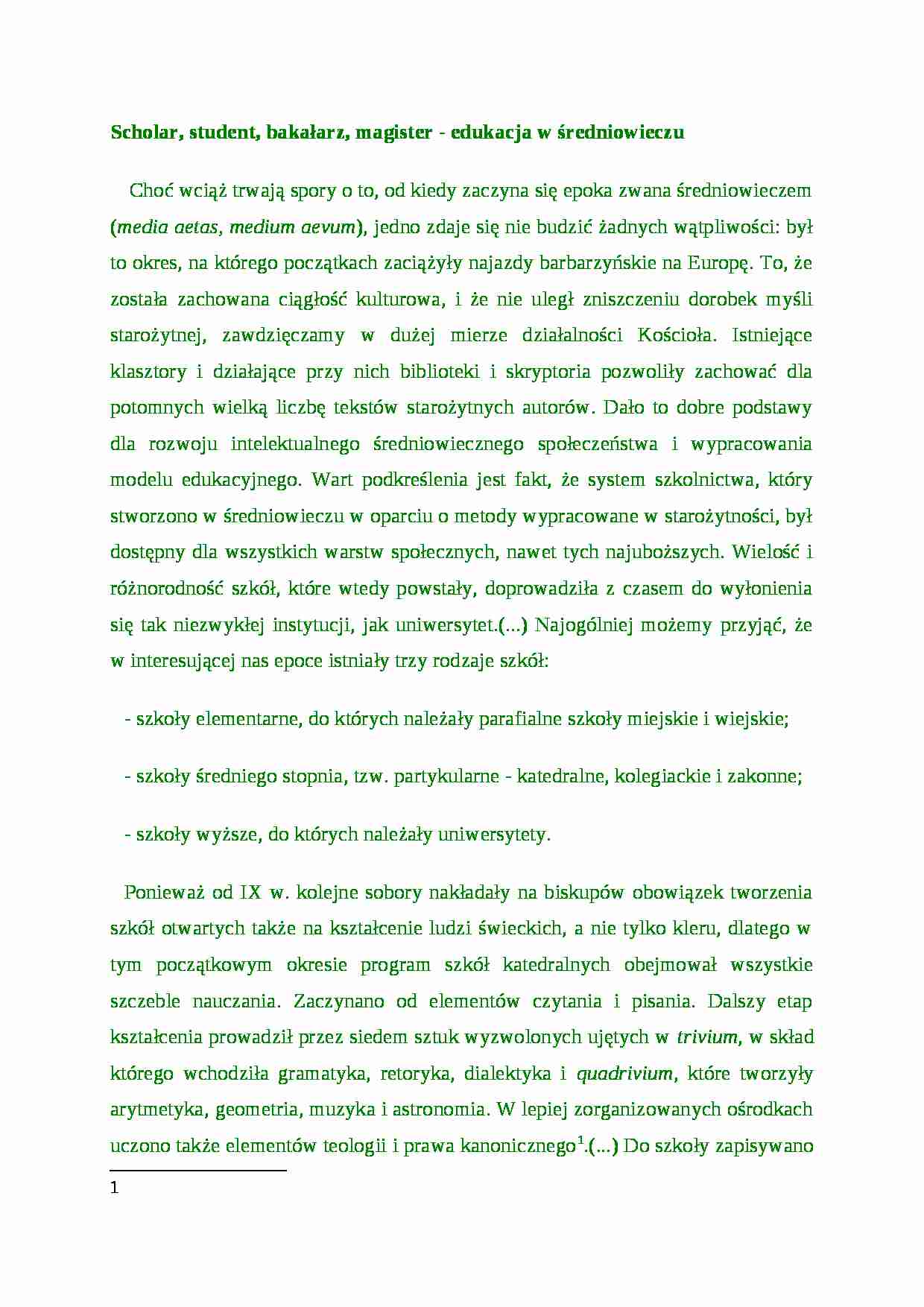 Edukacja w średniowieczu - strona 1