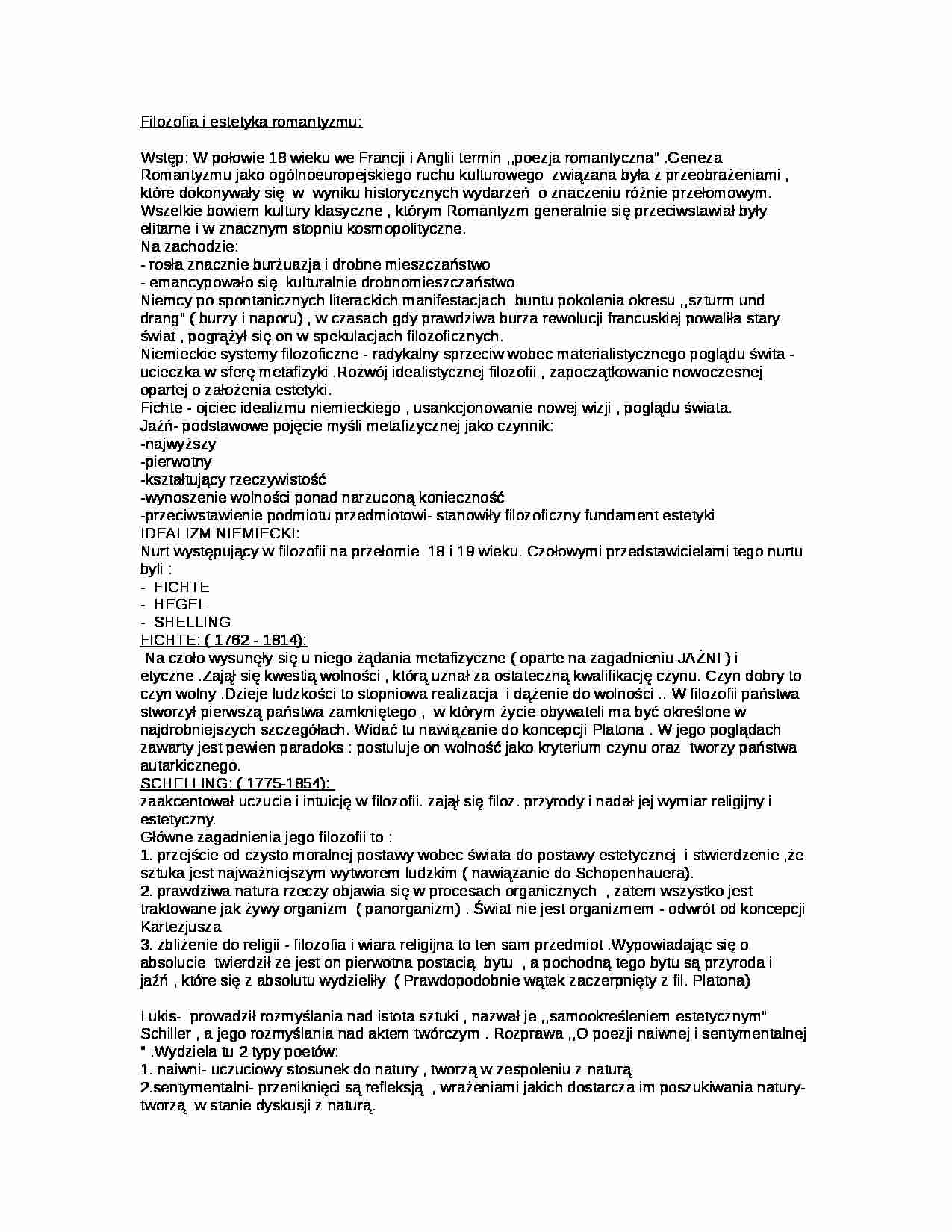 Filozofia i estetyka romantyzmu - strona 1