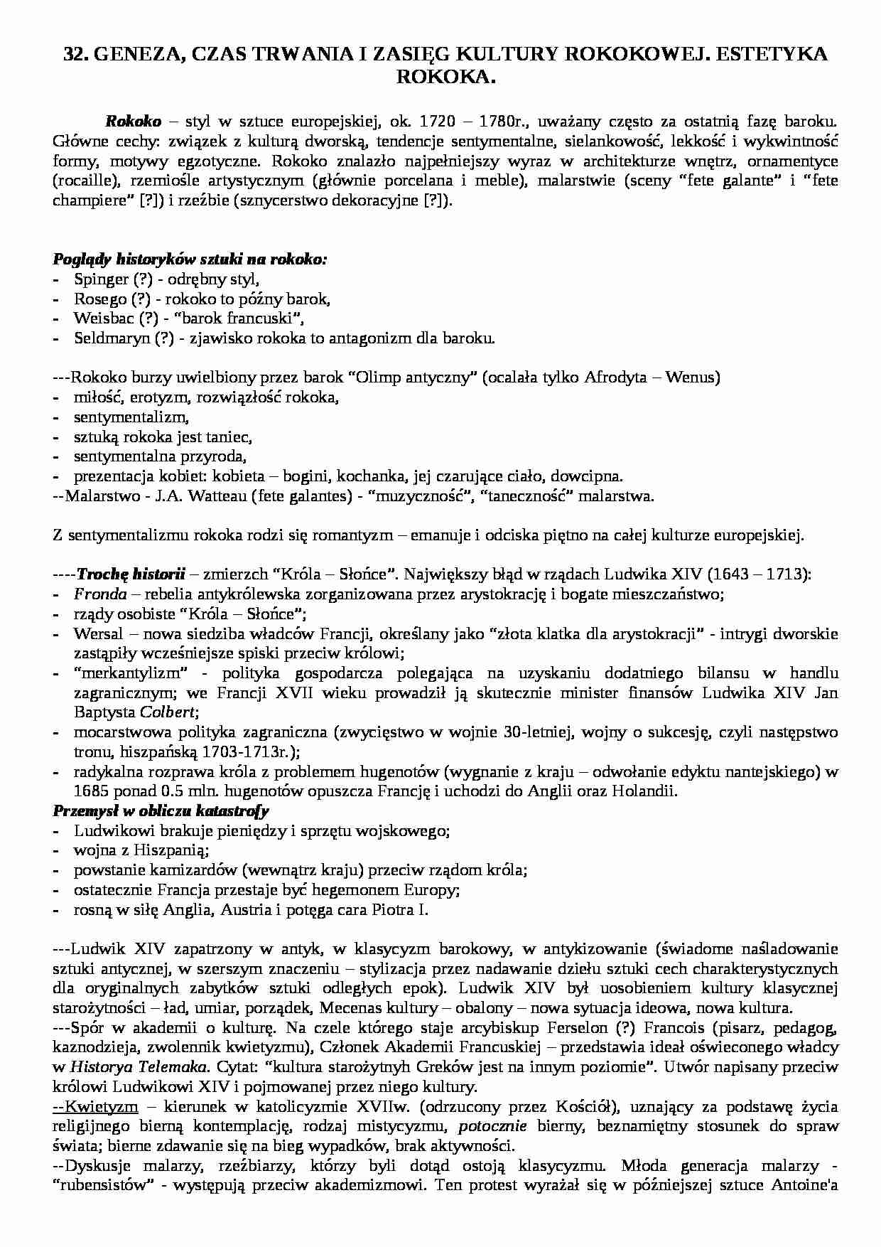 Rokoko - geneza, czas trwania, estetyka - strona 1