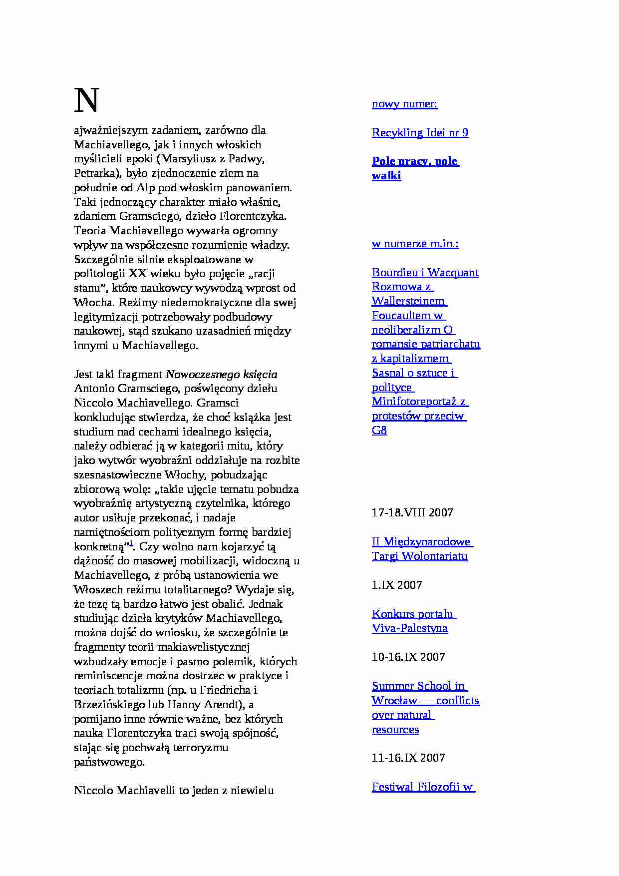 Niccolo Machiavelli - twórczość - strona 1